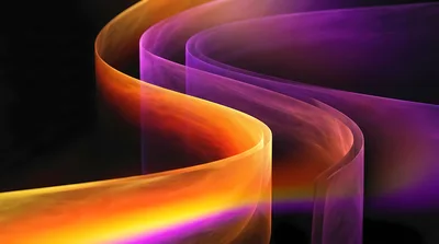 Abstract Glowing Orange And Purple Wavy Light Ribbons