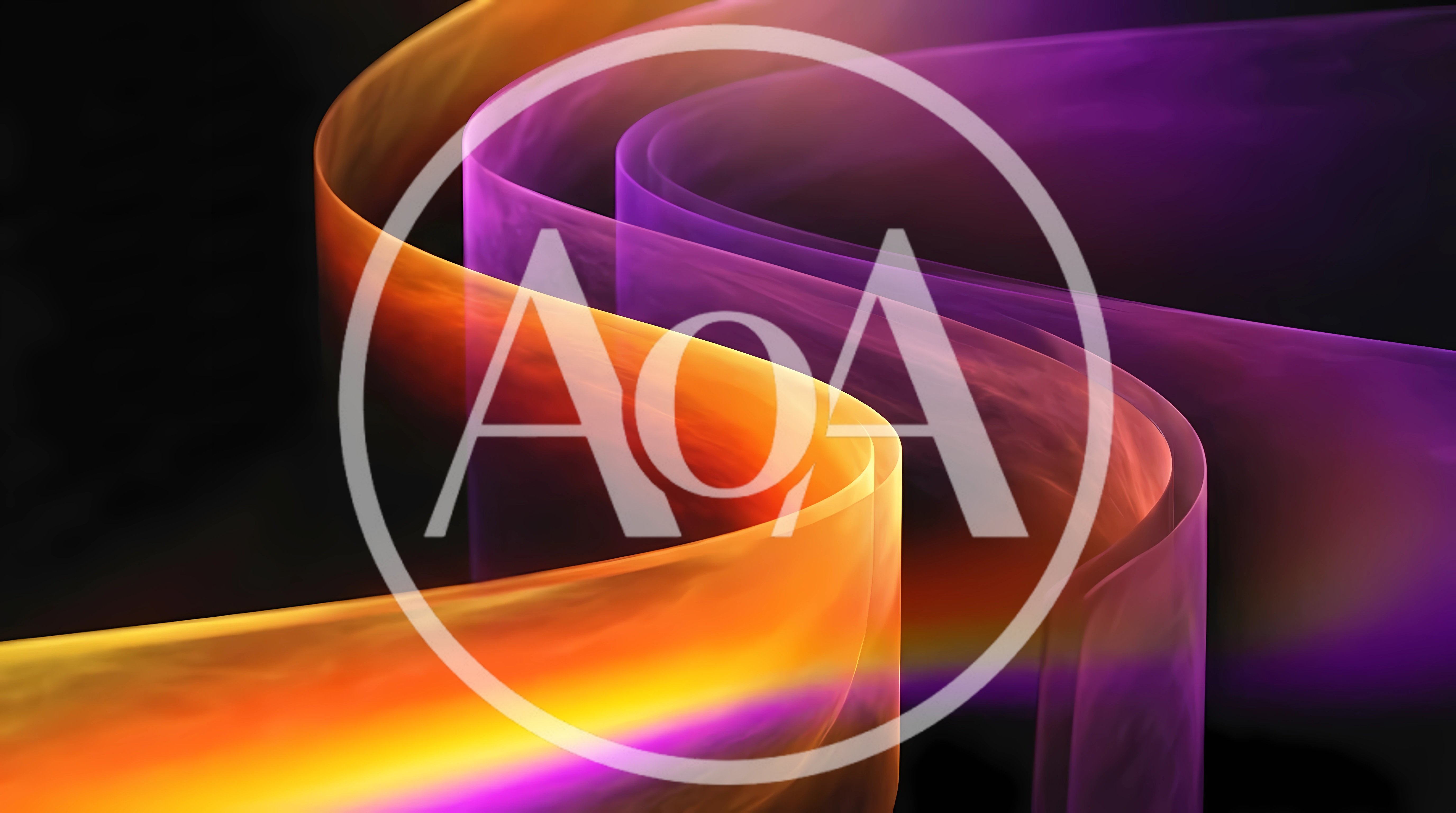 Abstract Glowing Orange And Purple Wavy Light Ribbons