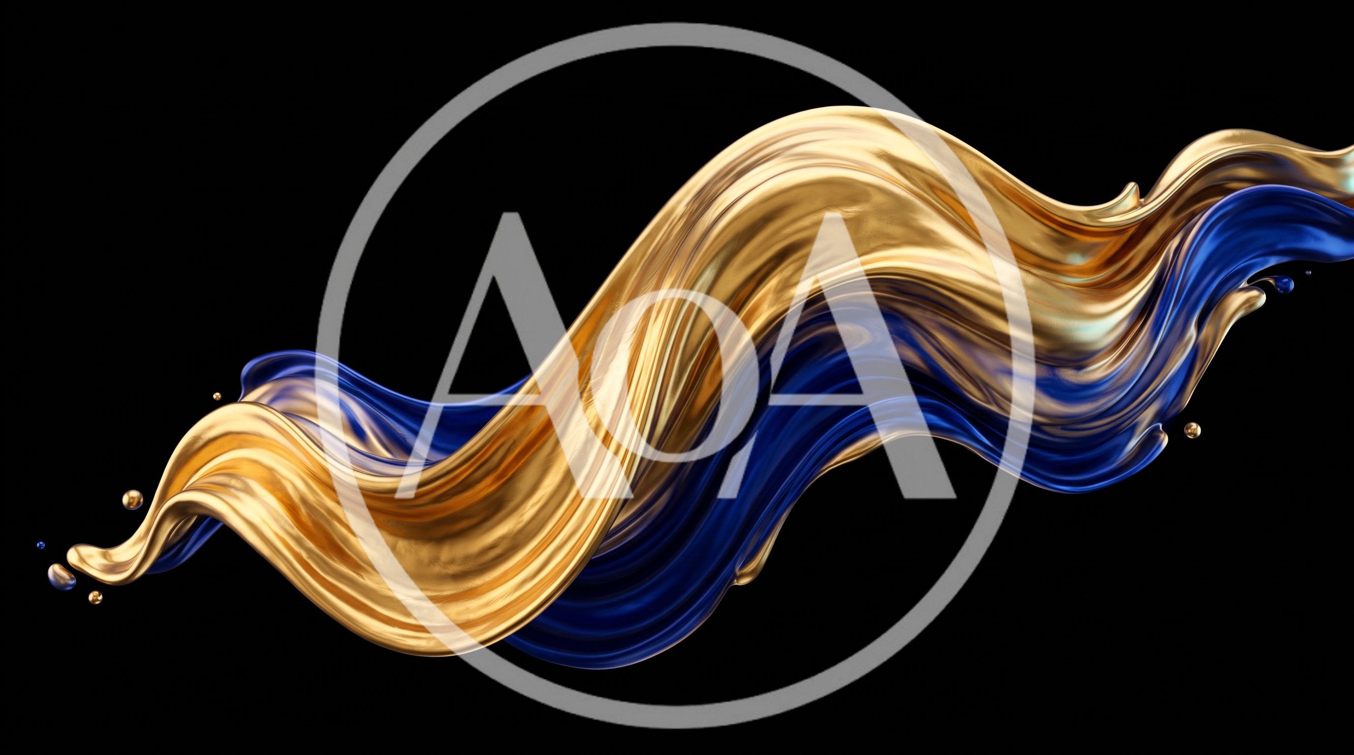Abstract Flowing Gold and Blue Liquid Wave