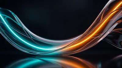 Abstract Glowing Cyan and Orange Liquid Wave Motion