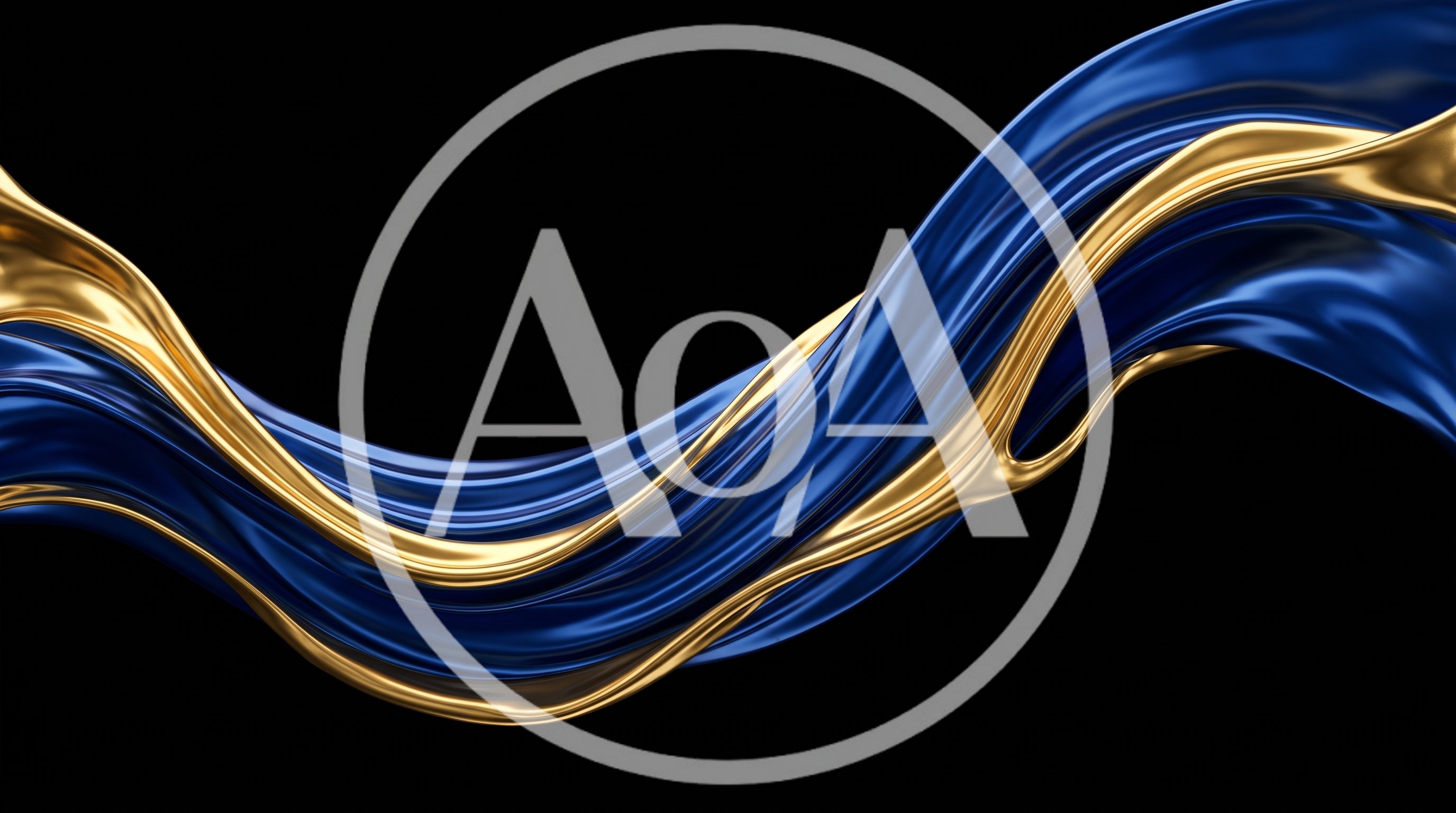 Abstract Flowing Blue And Gold Silk Fabric