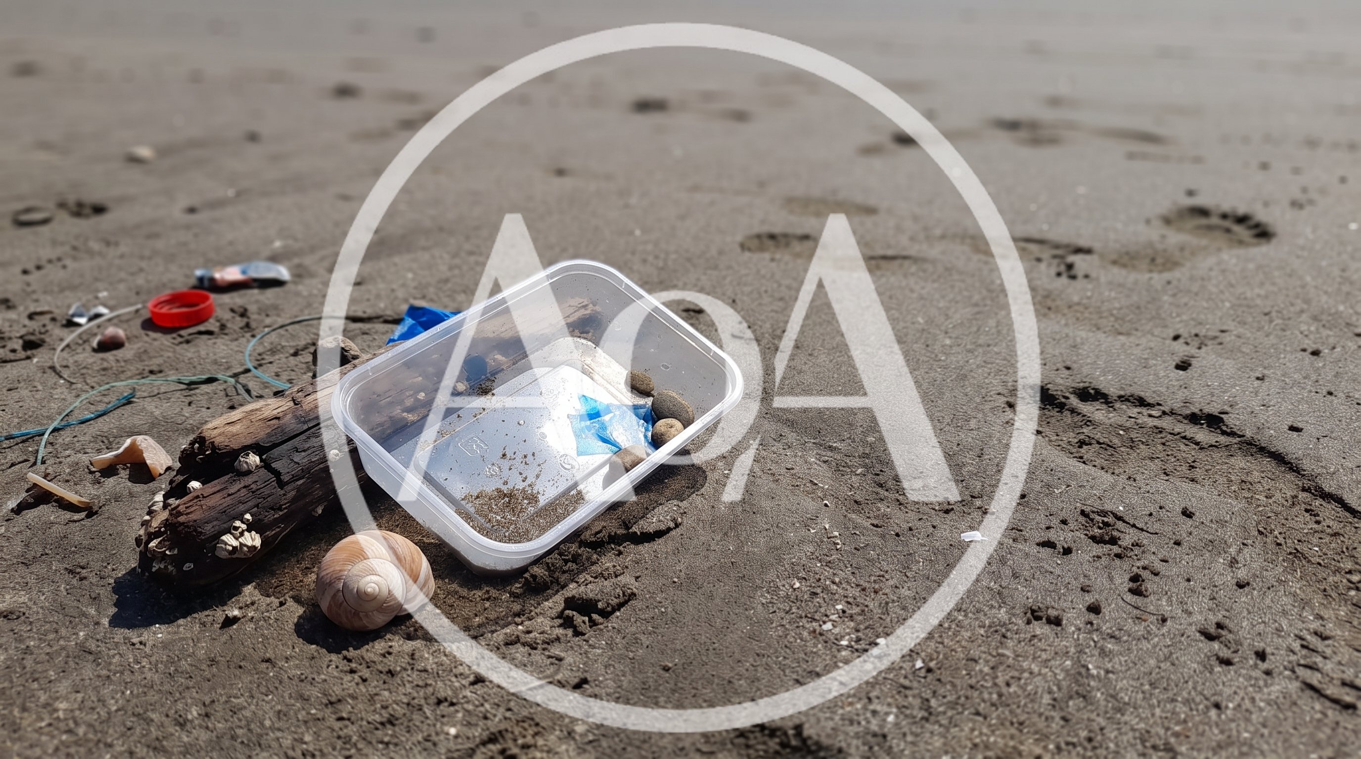 Plastic Food Container Littering A Sandy Beach