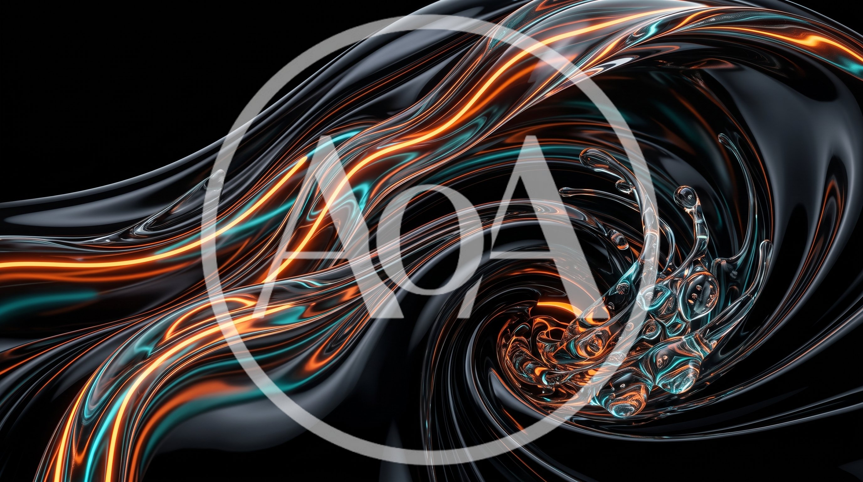 Abstract Liquid Swirl With Glowing Orange And Cyan Light
