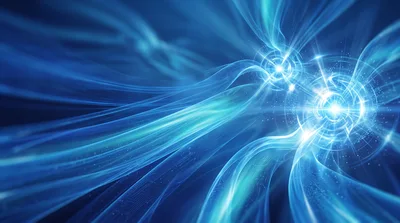 Abstract Digital Data Flow With Glowing Energy Nodes