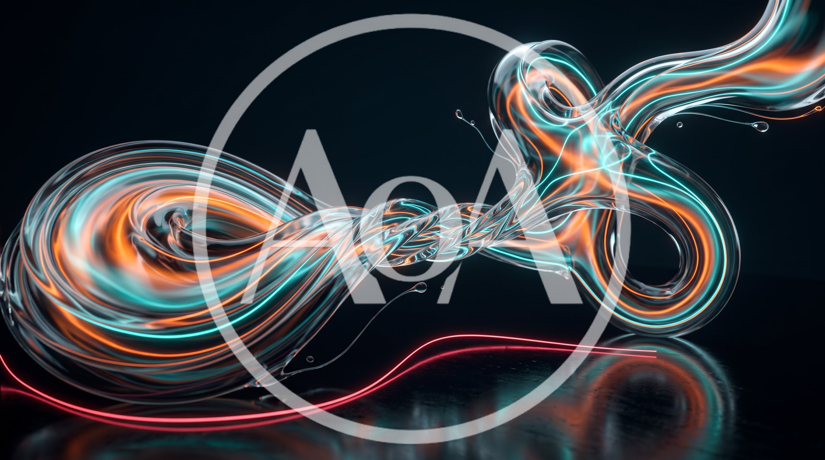 Abstract Glass Ribbon With Glowing Neon Light Trails