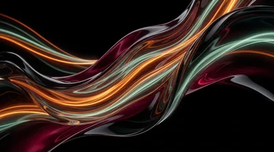 Abstract Liquid Flow With Glowing Orange And Green Light