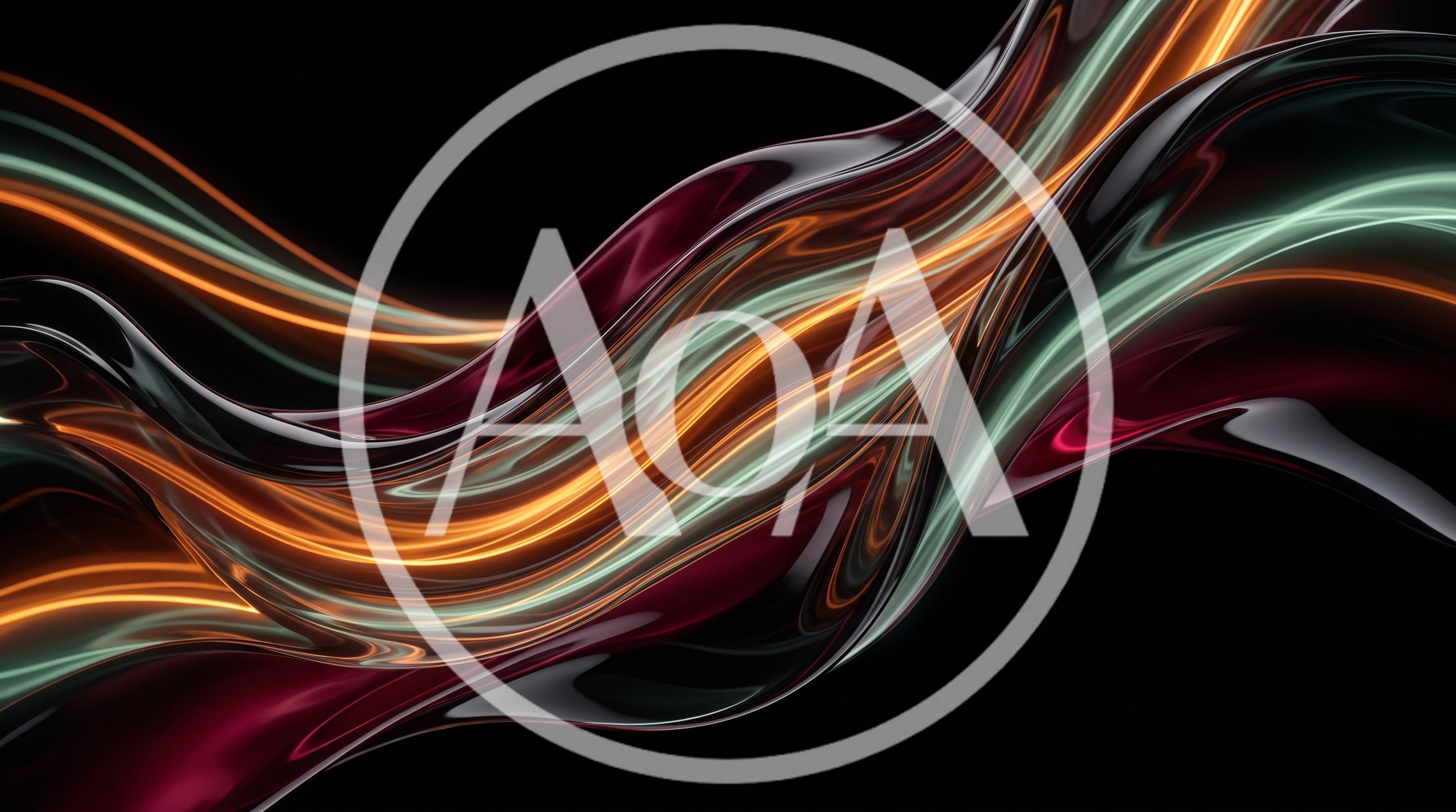 Abstract Liquid Flow With Glowing Orange And Green Light