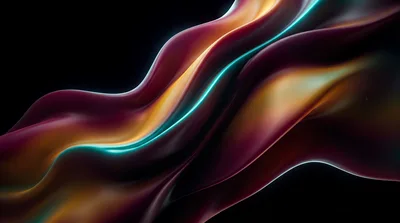 Abstract Fluid Motion With Iridescent Metallic Waves