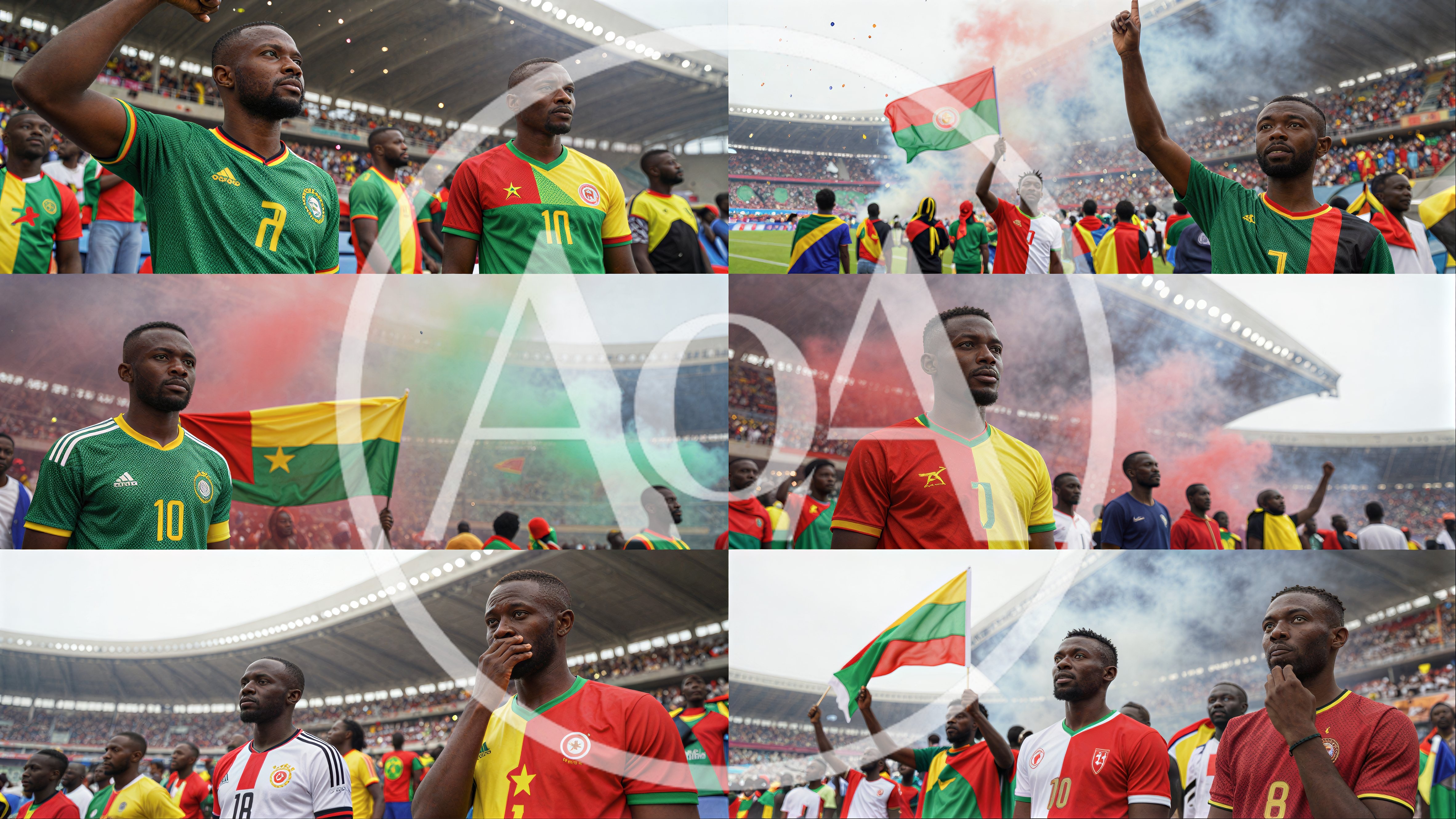 African Football Players Celebrating Victory In Stadium