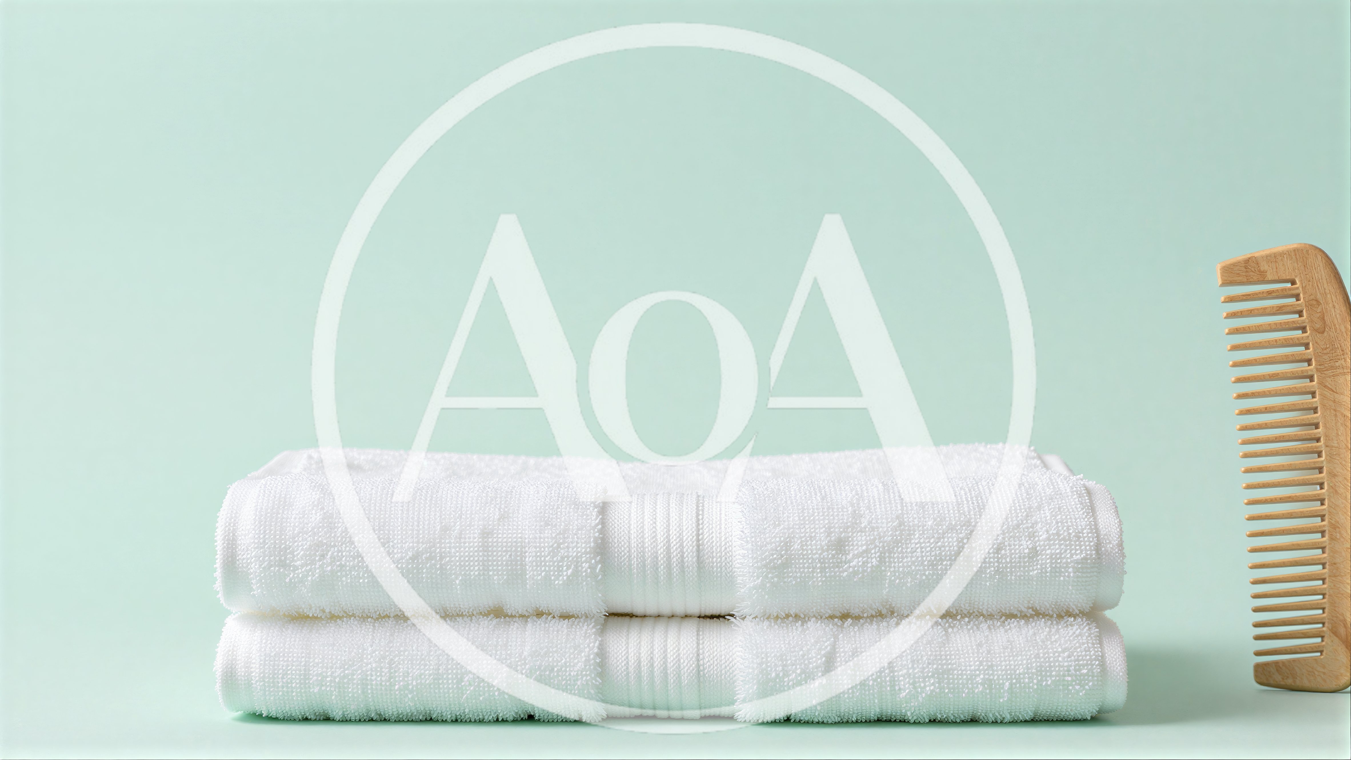 Stacked White Towels and Wooden Comb