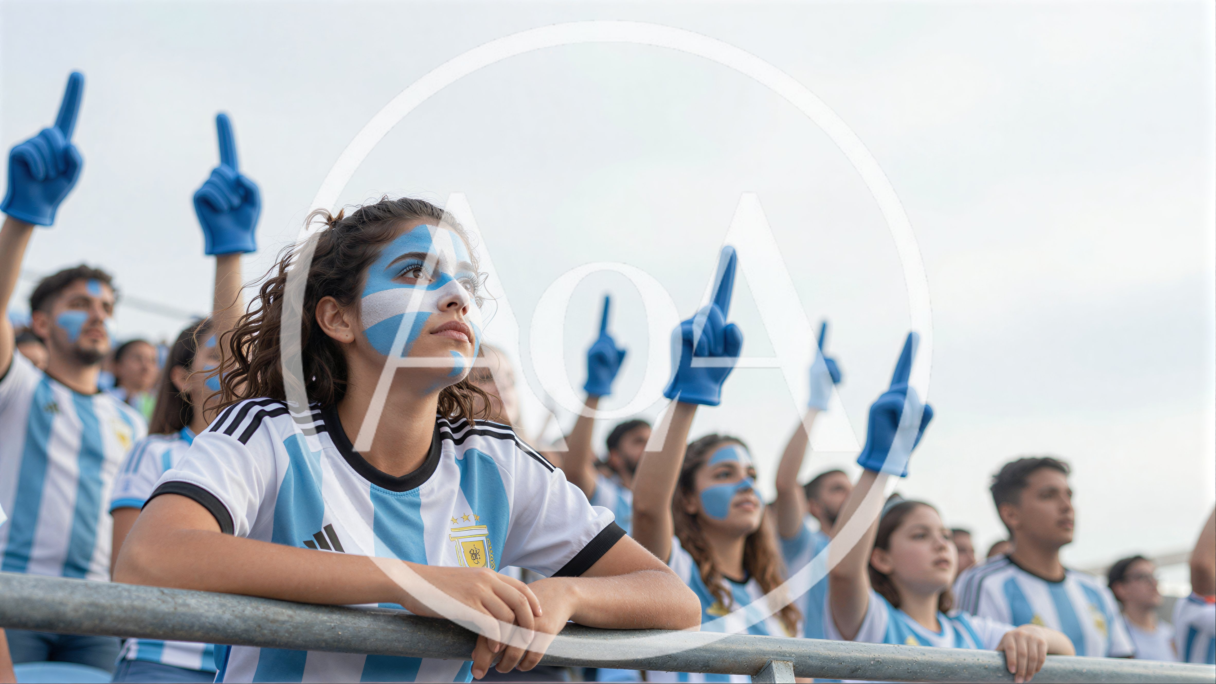 Argentine Soccer Fans Cheering With Foam Fingers