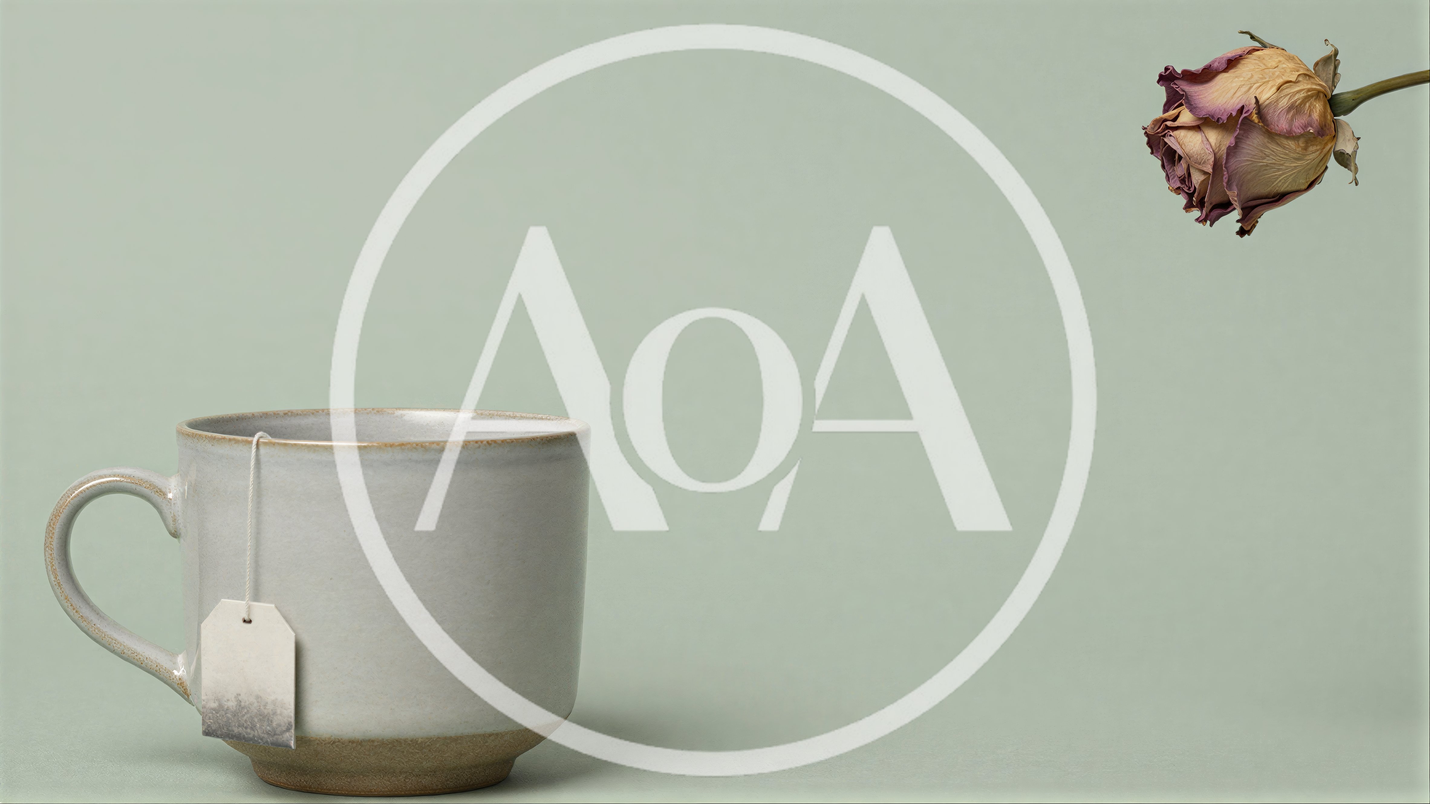 Ceramic Tea Mug With A Dried Rose