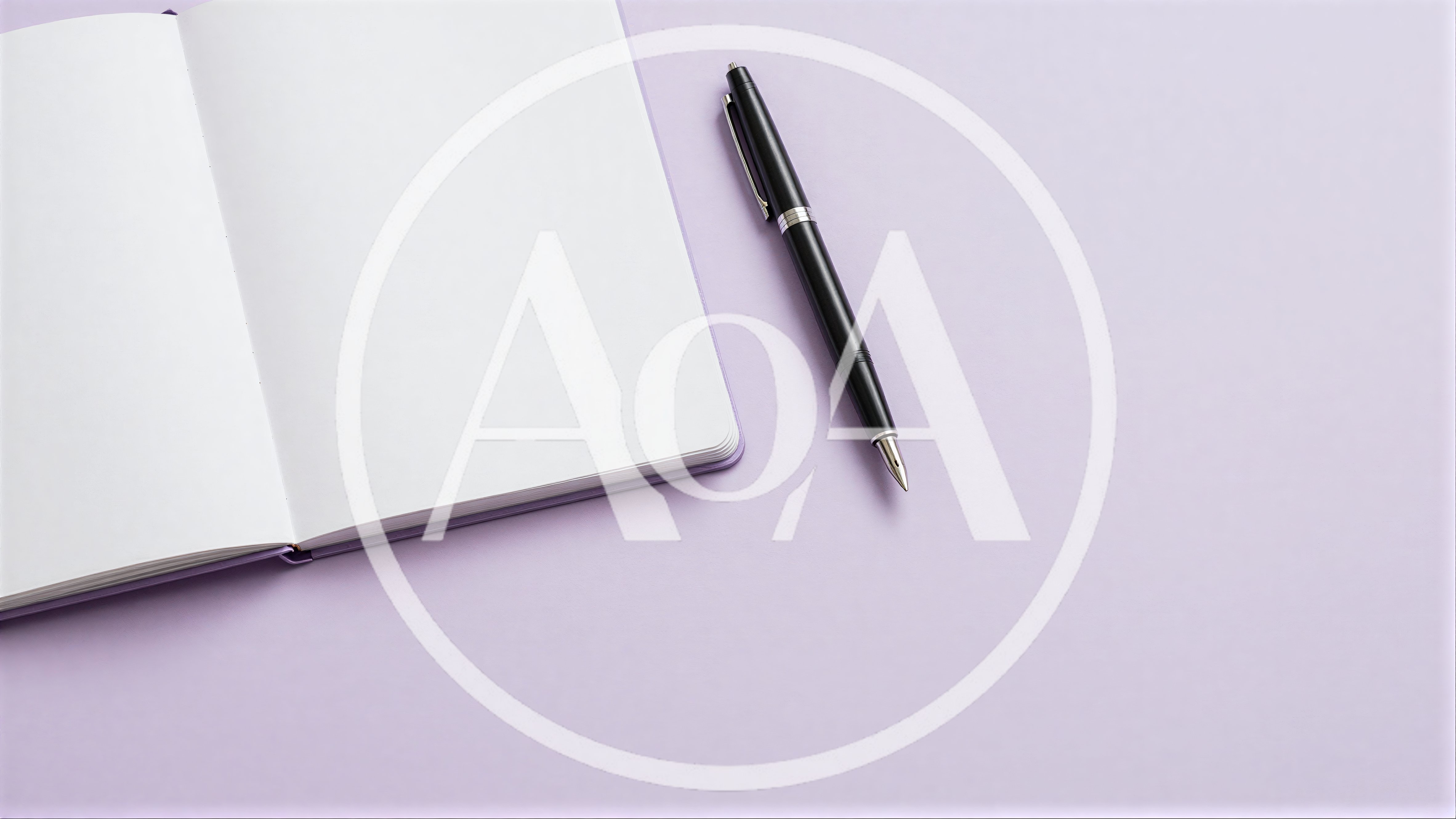 Open Notebook With Fountain Pen On Purple Background