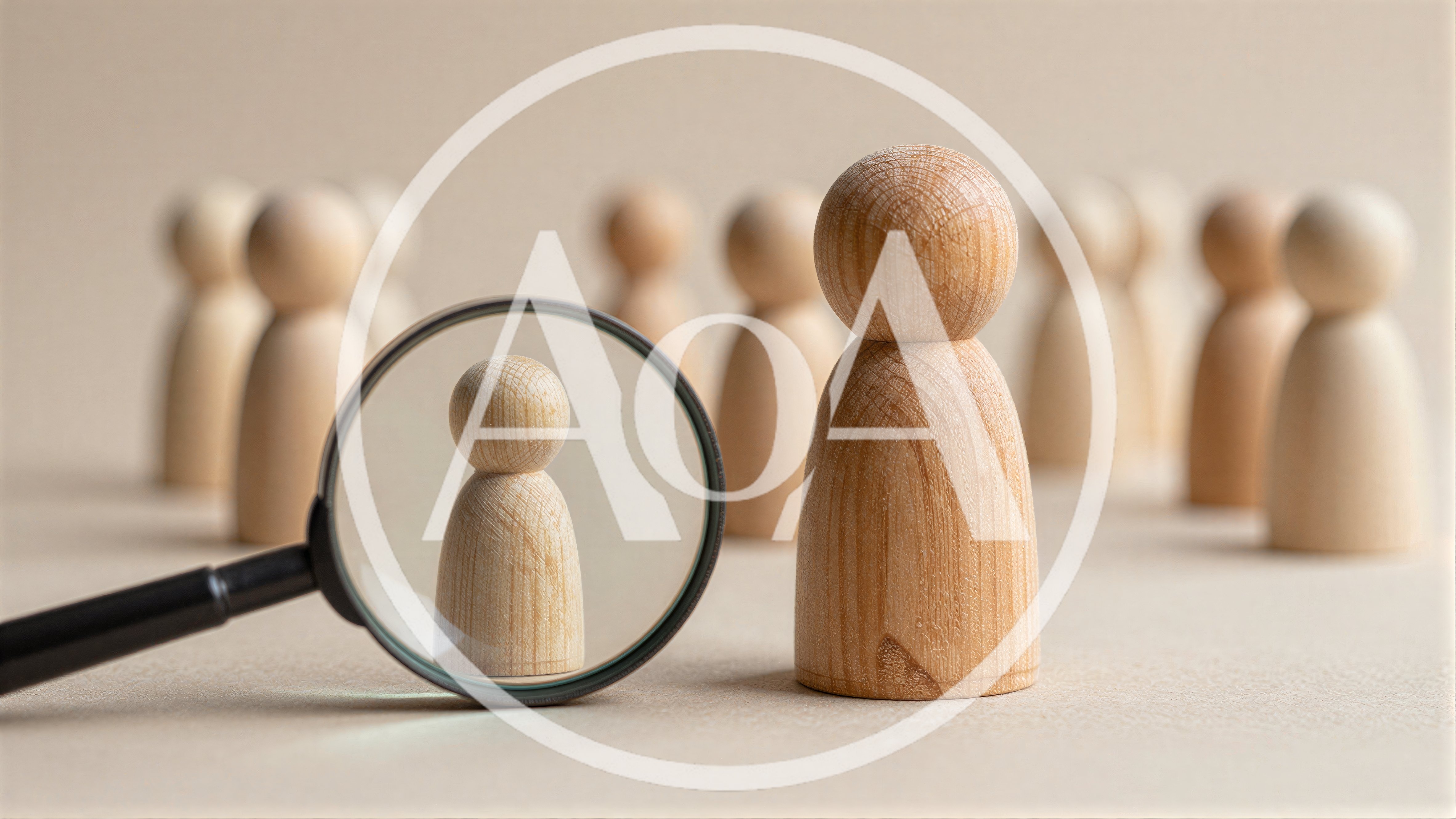 Wooden Peg Doll Under Magnifying Glass