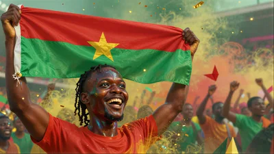 Burkinabe Fan Celebrating With National Flag