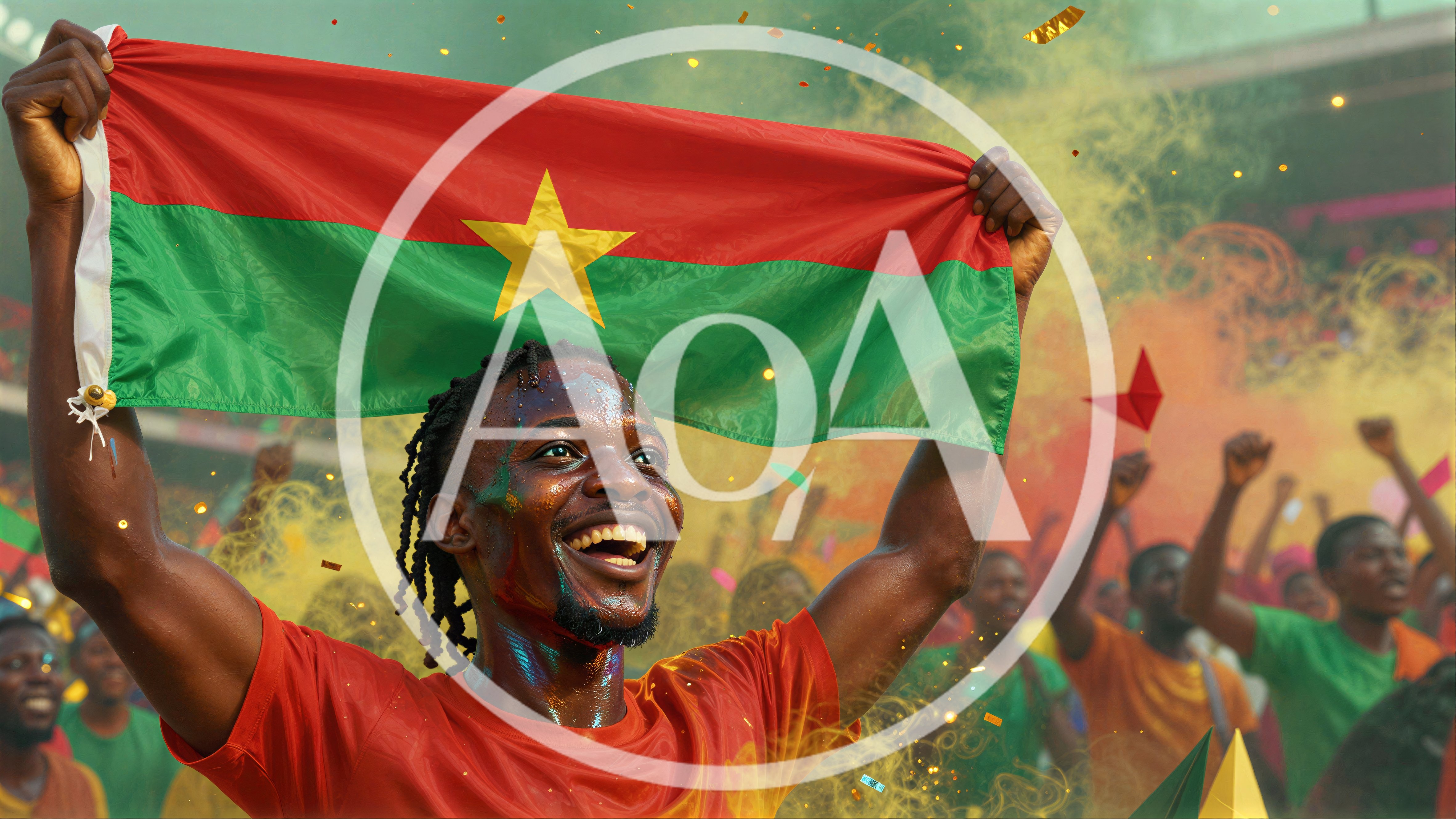 Burkinabe Fan Celebrating With National Flag