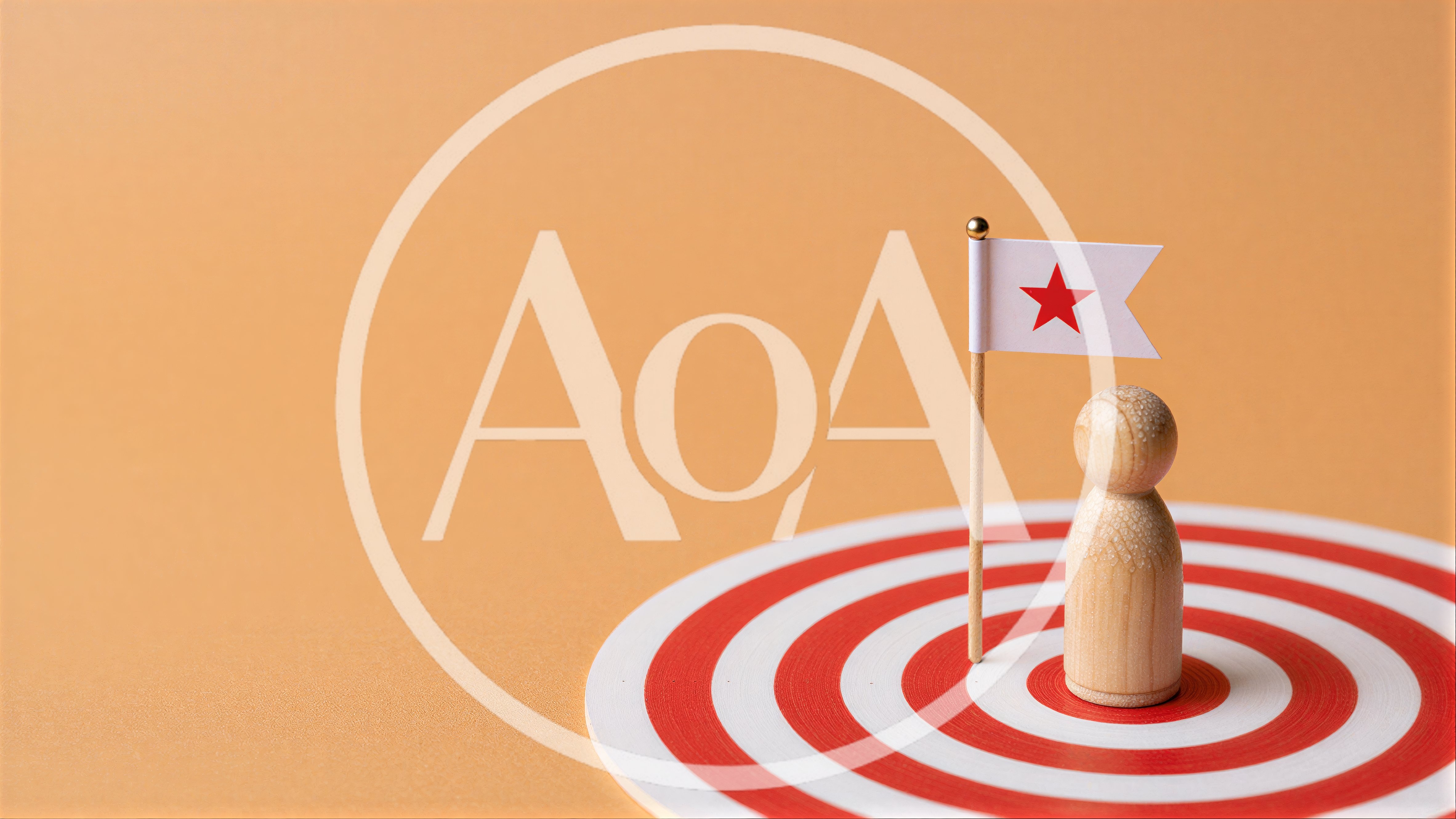 Wooden Figurine Standing On Target With Star Flag