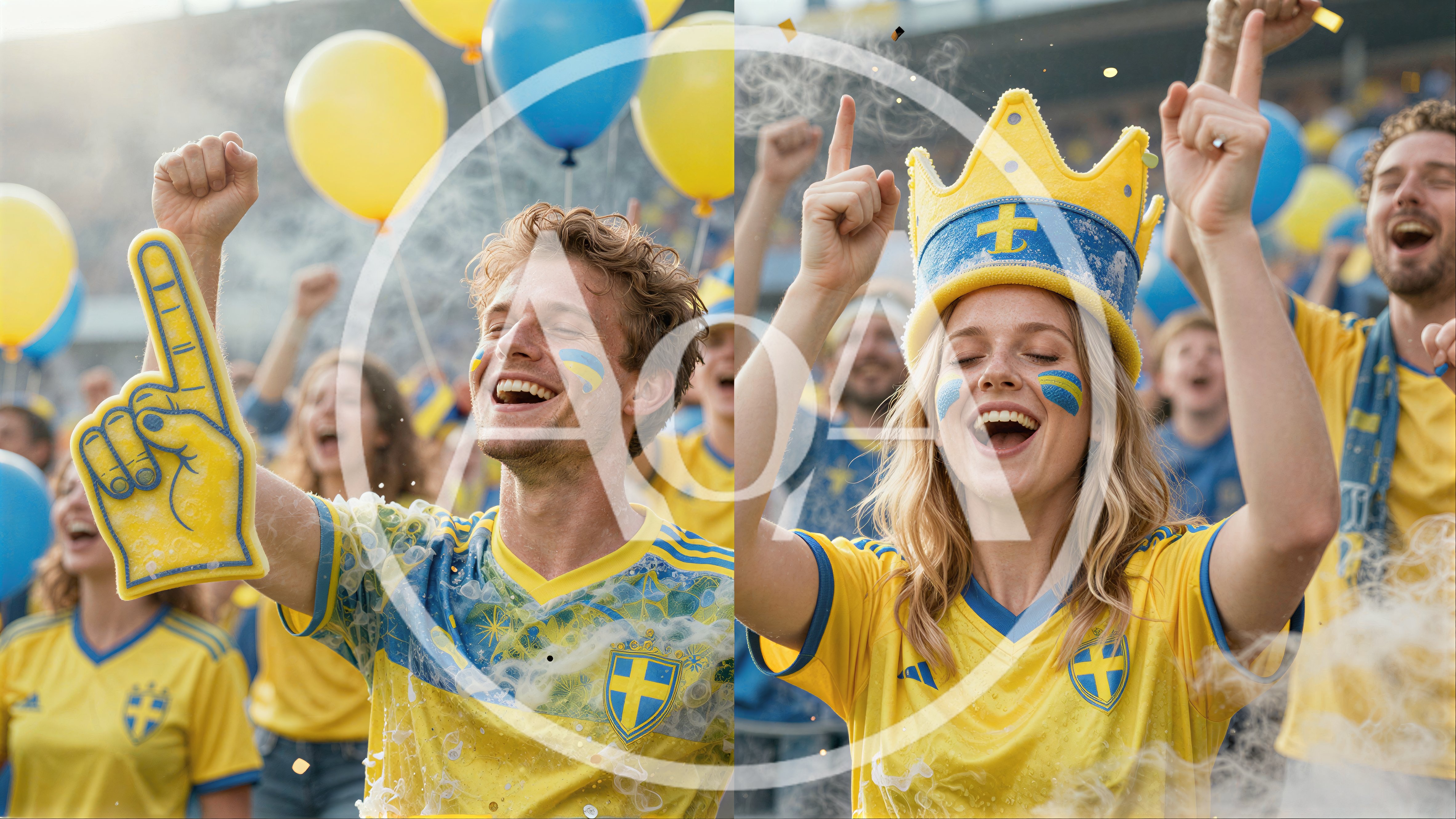 Swedish Soccer Fans Celebrating Victory In Stadium