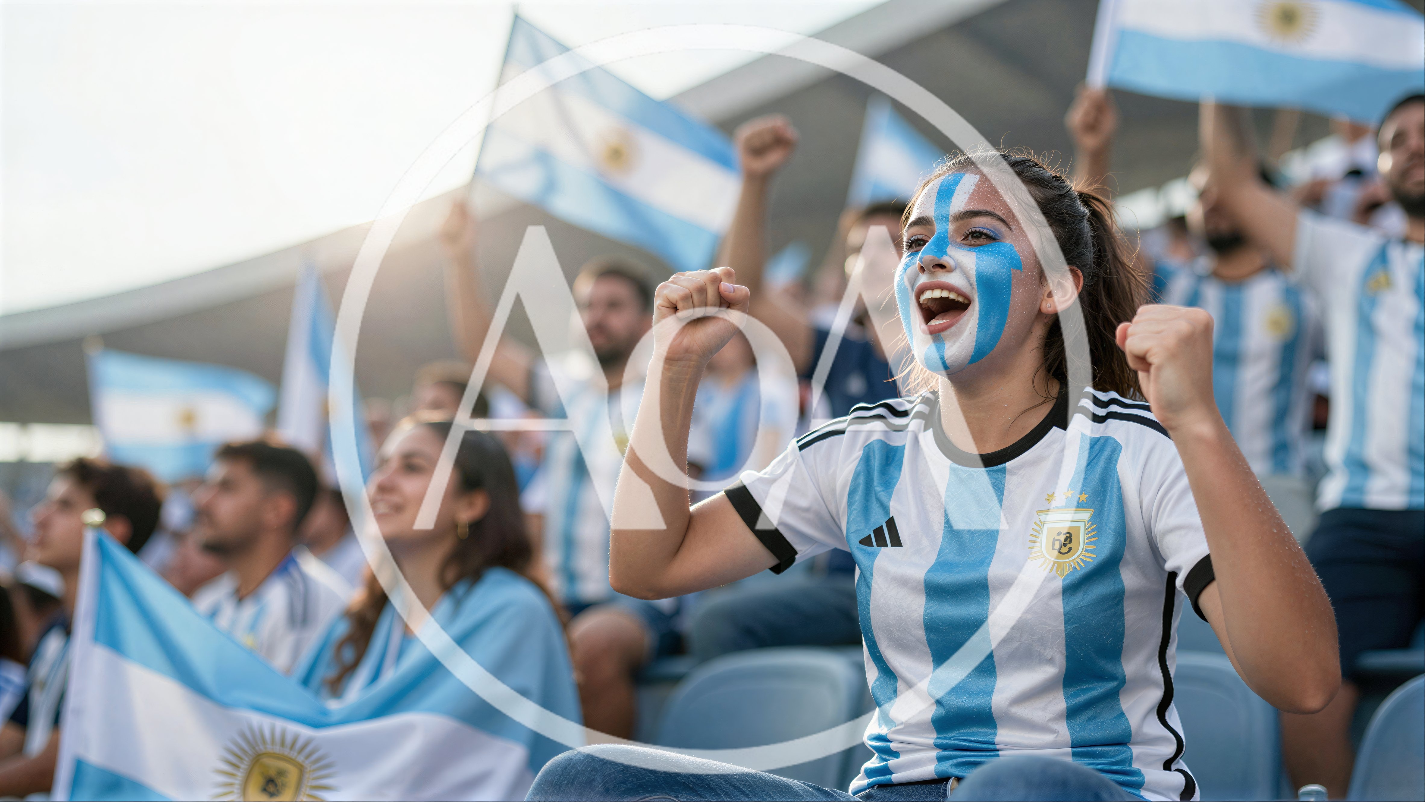 Excited Argentina Soccer Fan Cheering In Stadium