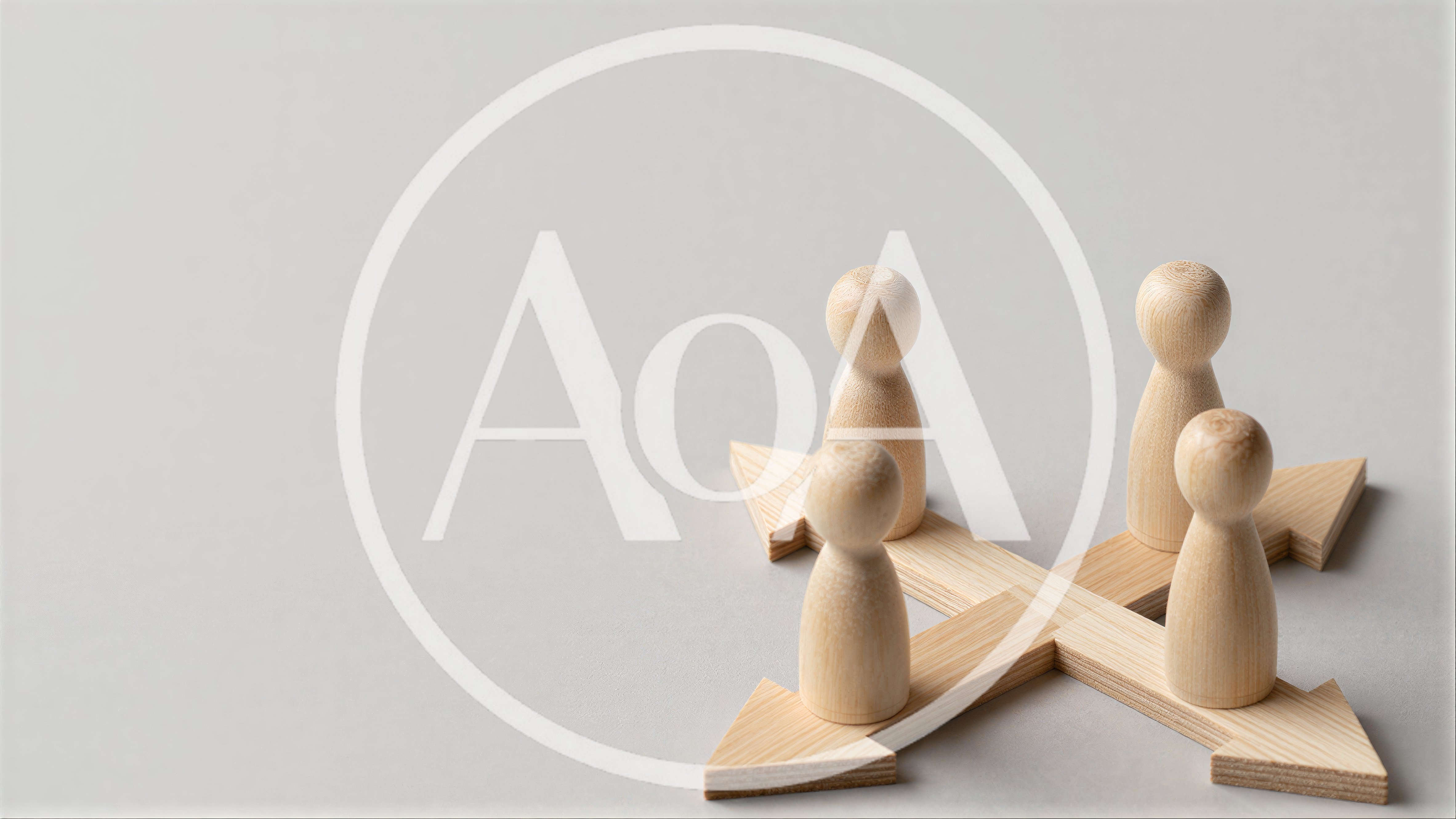 Wooden Peg Figures Standing On Intersecting Arrows