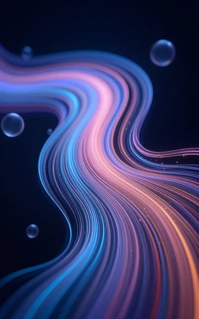 Abstract Flowing Light Waves With Floating Spheres