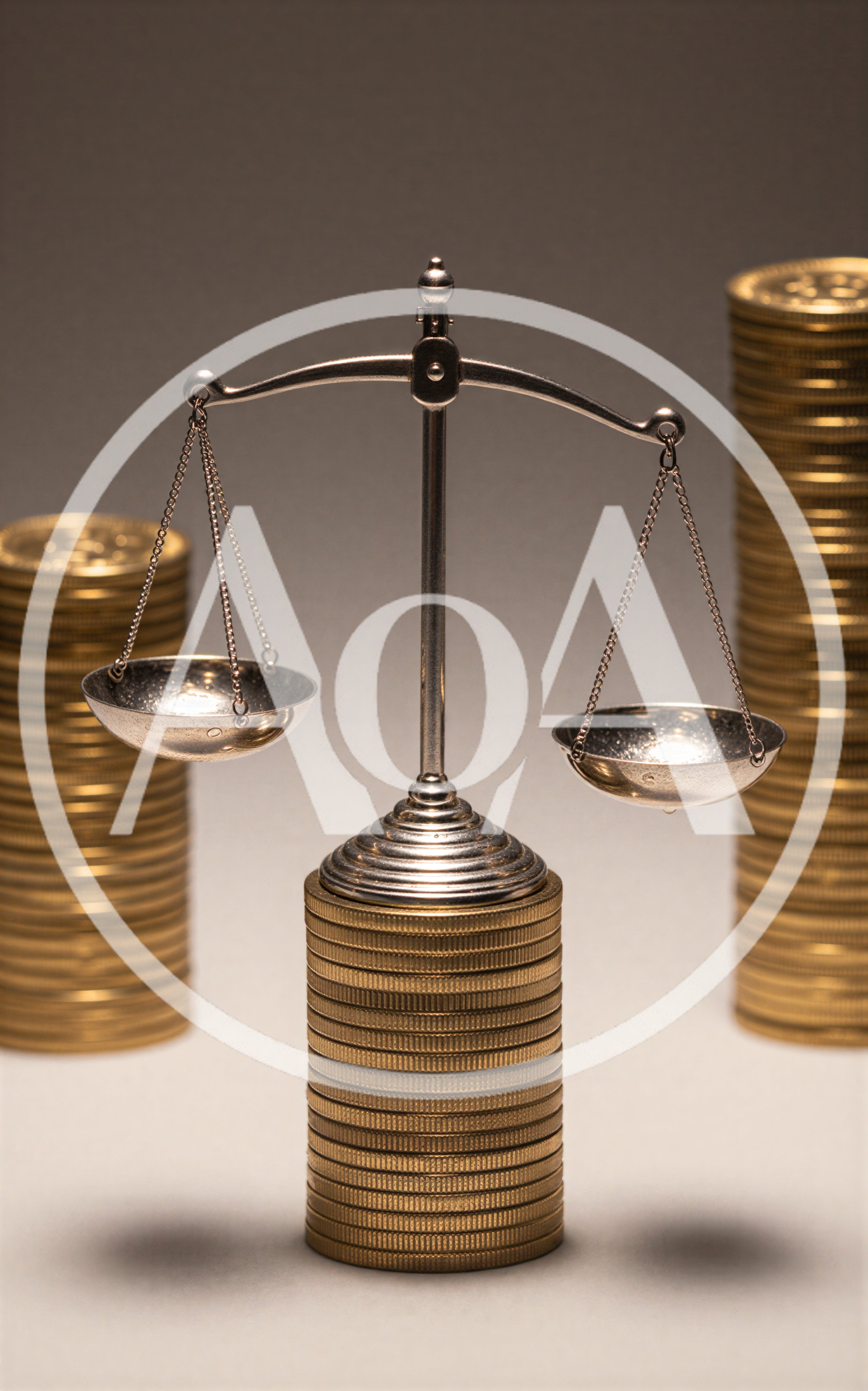 Silver Balance Scale Resting On A Stack Of Gold Coins