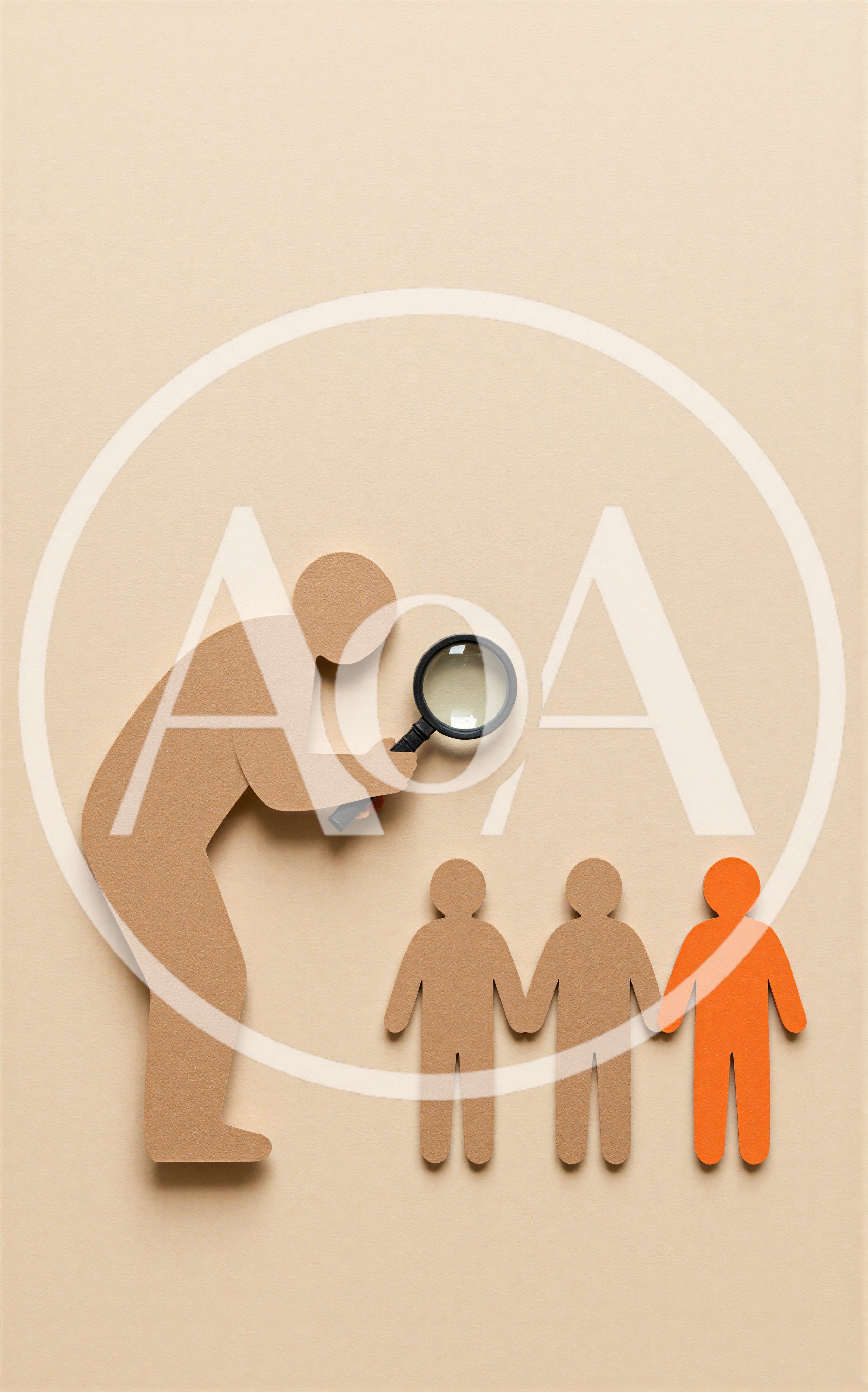 Paper Cutout Person Examining Group With Magnifying Glass
