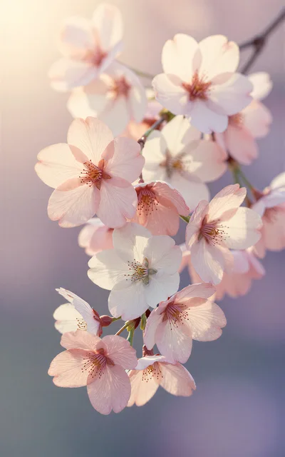 Delicate Pink Cherry Blossom Flowers In Spring