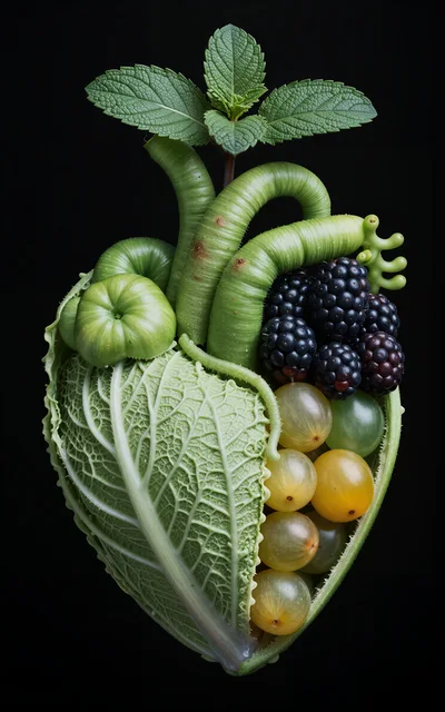 Anatomical Heart Sculpture Made From Fresh Vegetables And Fruit