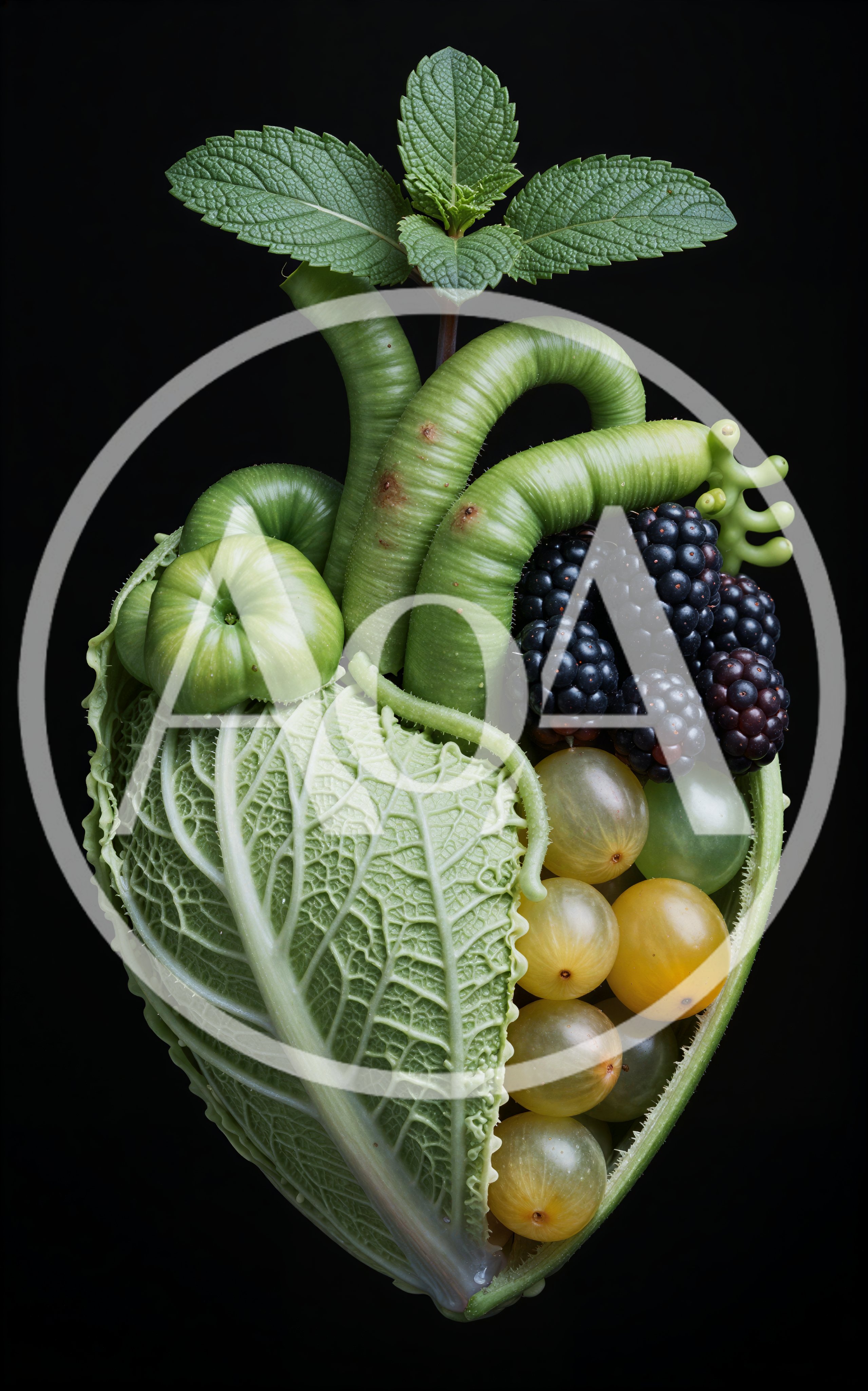 Anatomical Heart Sculpture Made From Fresh Vegetables And Fruit