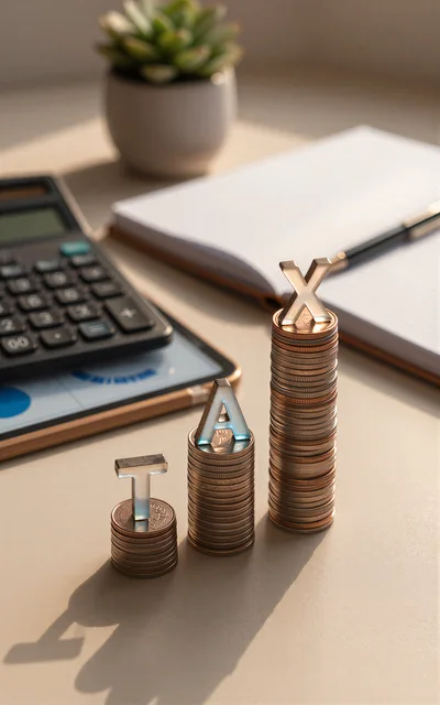 Tax Concept With Stacks Of Coins And Calculator