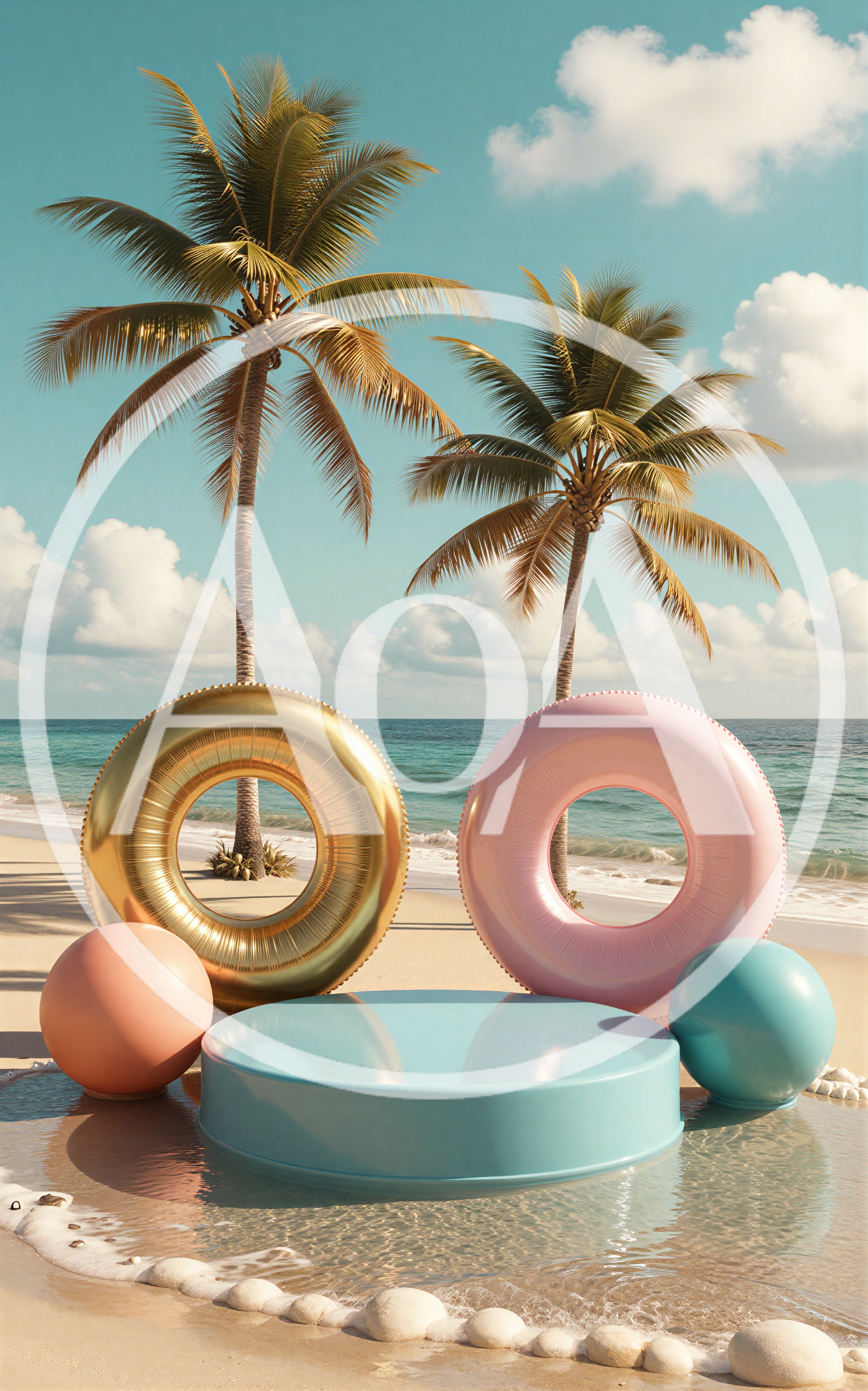 Product Display Podium With Beach Inflatables