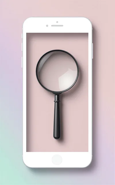 Magnifying Glass Over A White Smartphone Screen