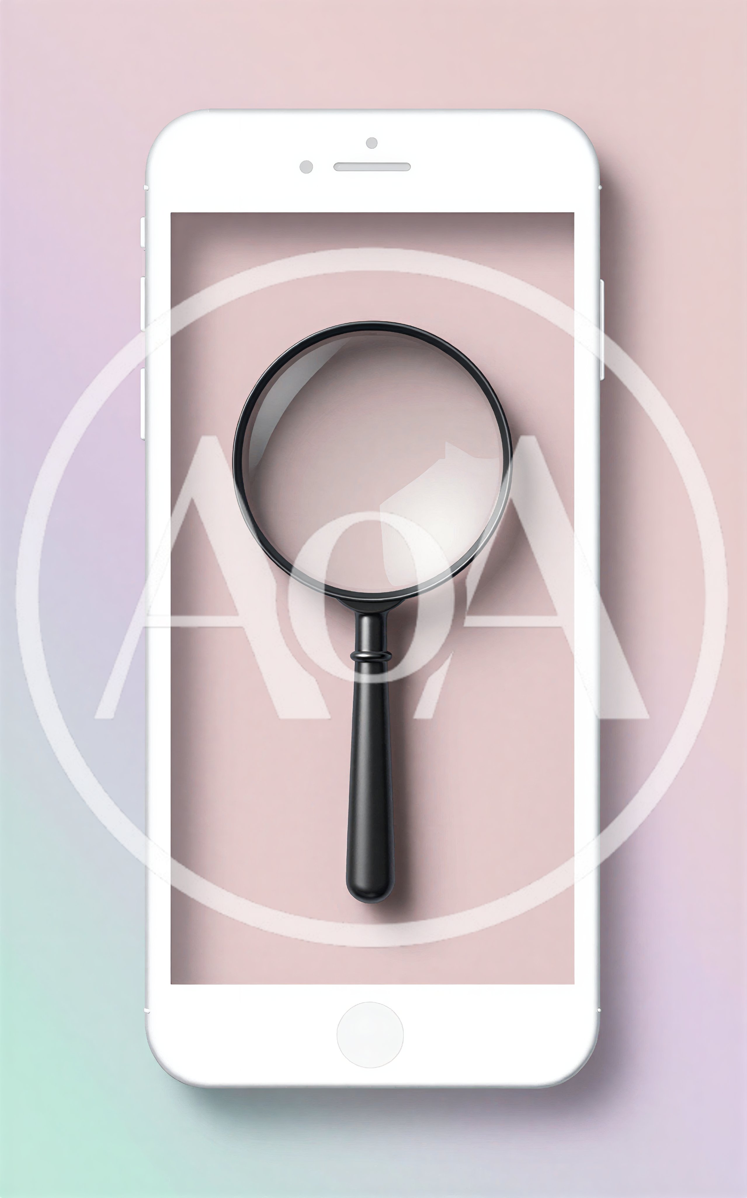 Magnifying Glass Over A White Smartphone Screen