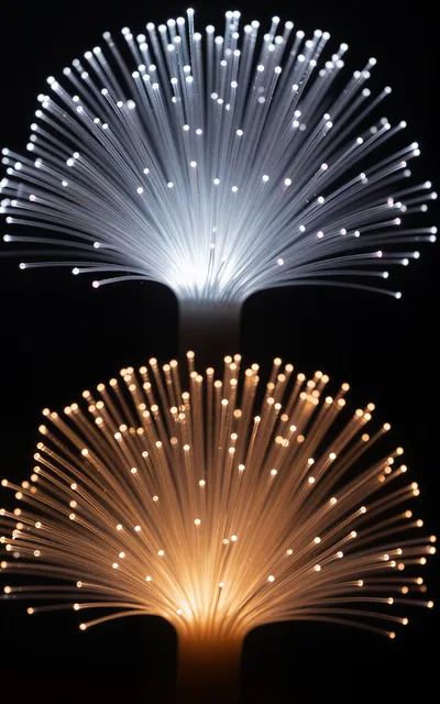 Fiber Optic Light Displays With White And Orange Glow