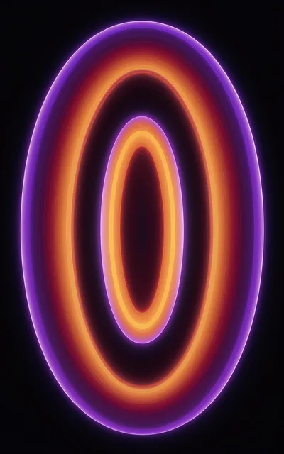 Abstract Glowing Neon Elliptical Rings In Dark Space