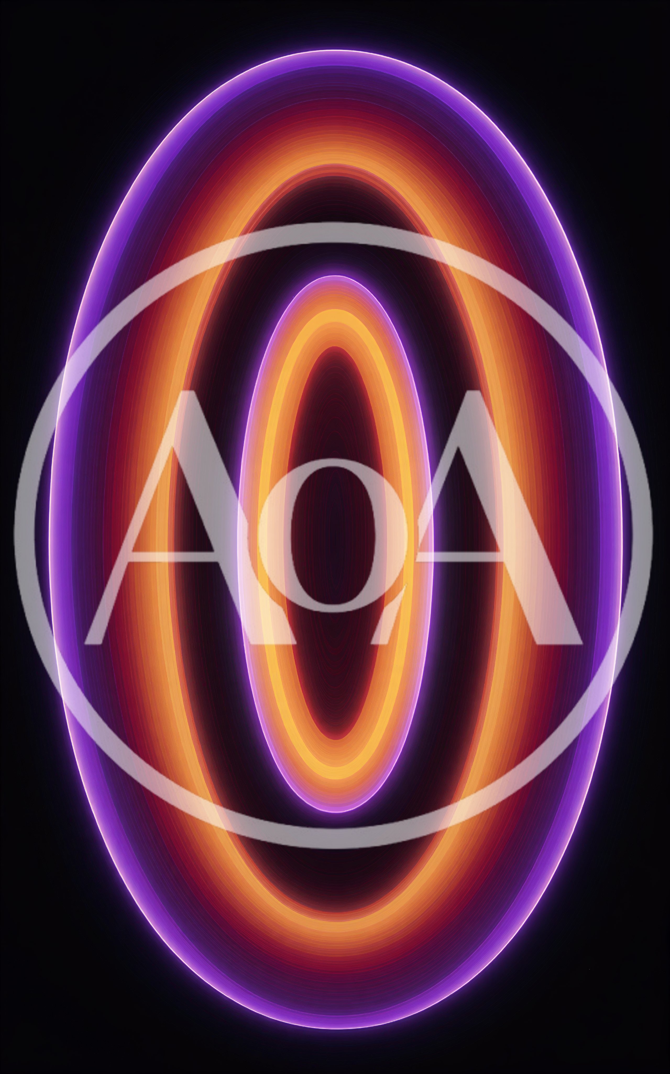 Abstract Glowing Neon Elliptical Rings In Dark Space