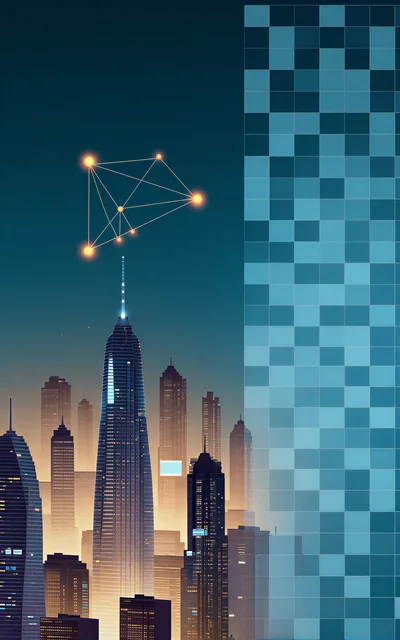 Futuristic City Skyline With Digital Network Connection
