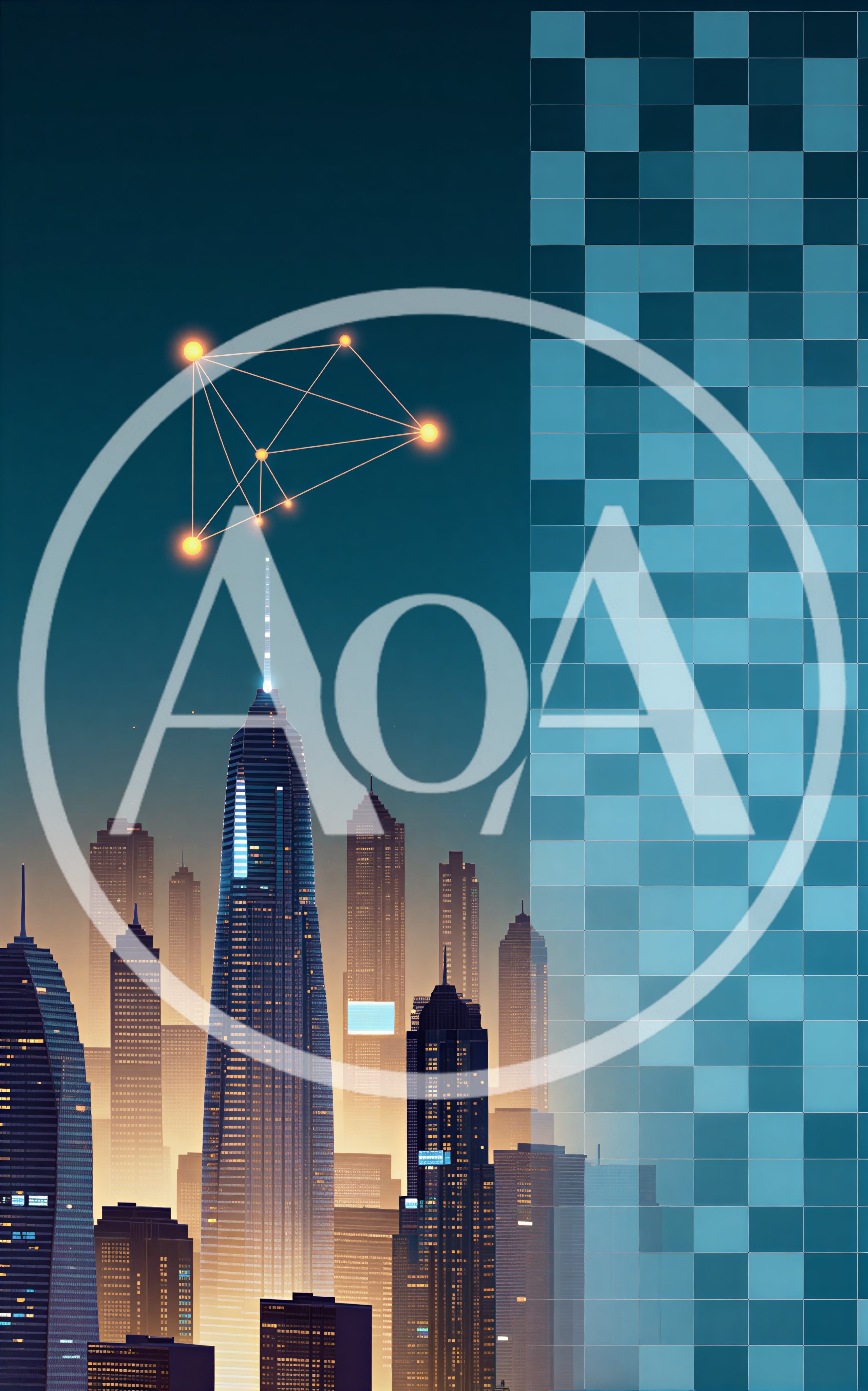 Futuristic City Skyline With Digital Network Connection