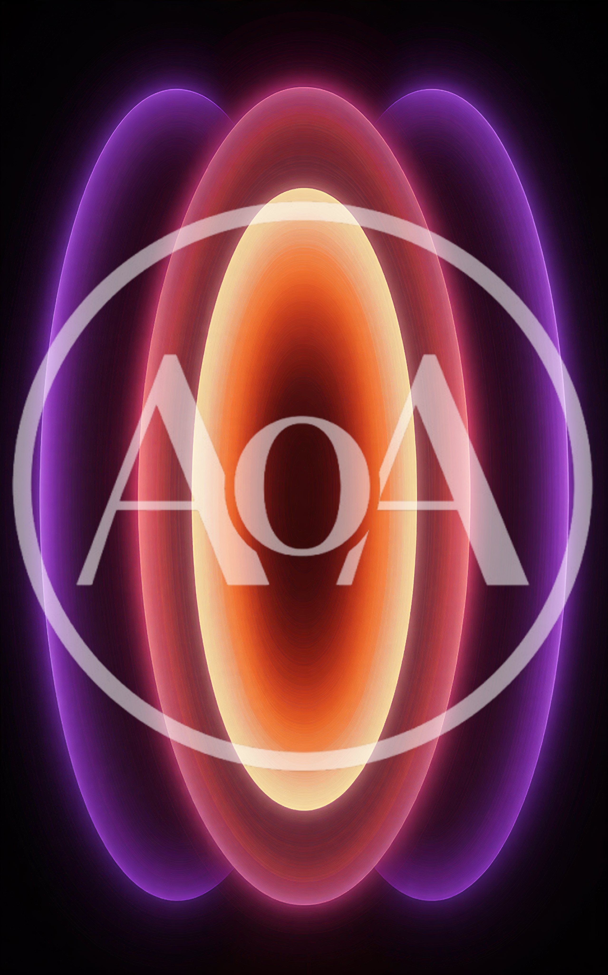 Abstract Glowing Concentric Ovals In Neon Colors