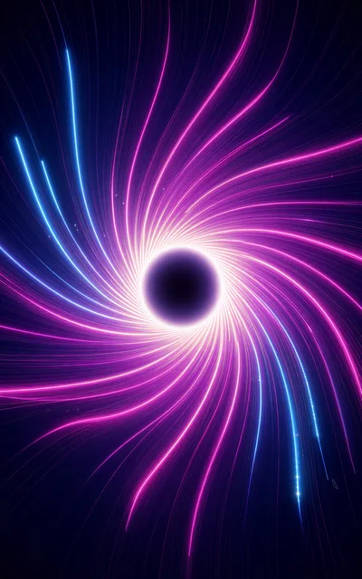 Abstract Black Hole With Neon Light Trails