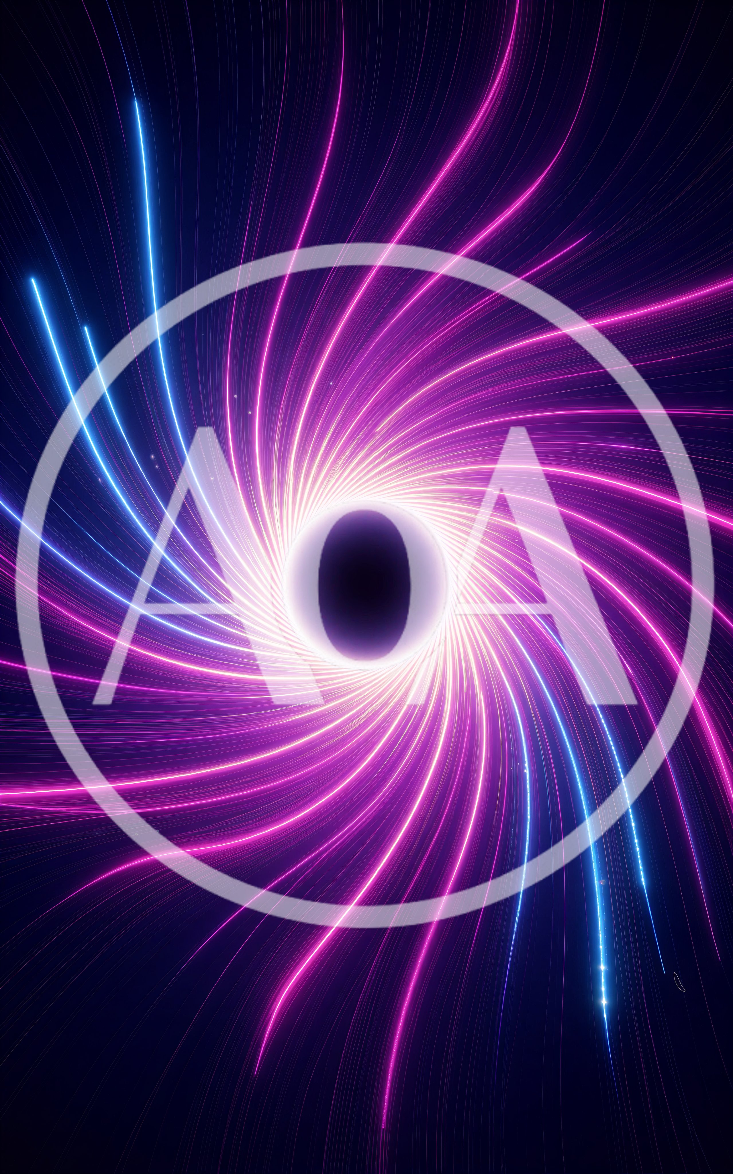 Abstract Black Hole With Neon Light Trails