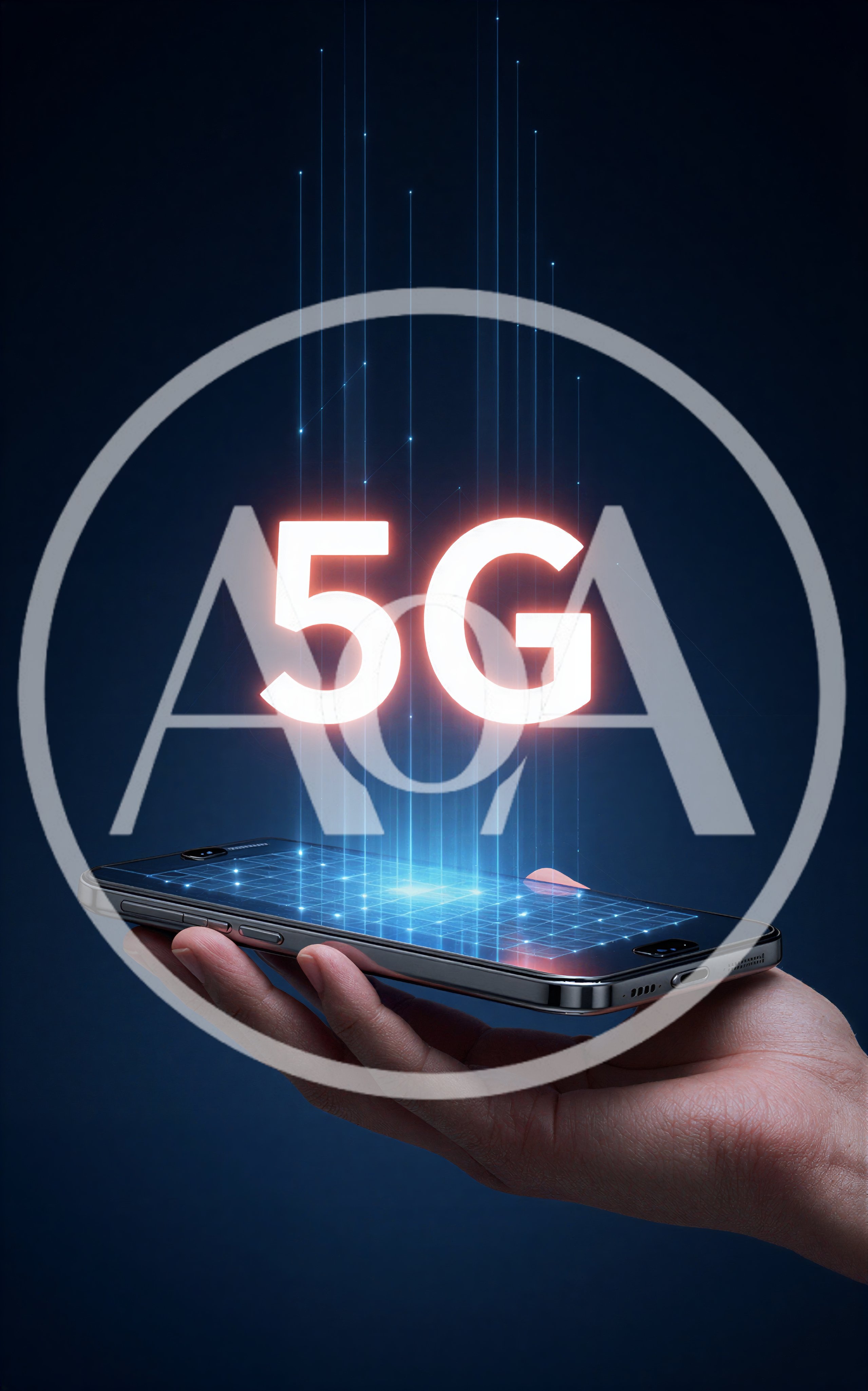 Hand Holding Smartphone With Holographic 5G Projection