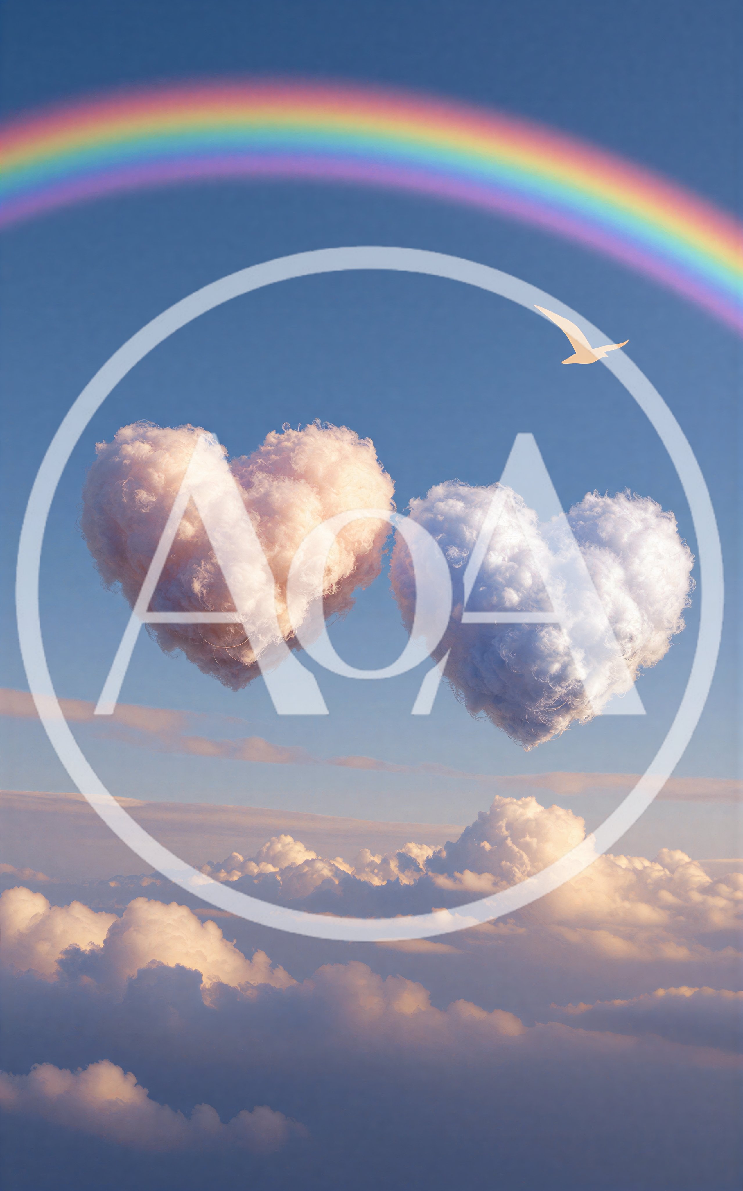 Two Heart Shaped Clouds Floating In A Blue Sky