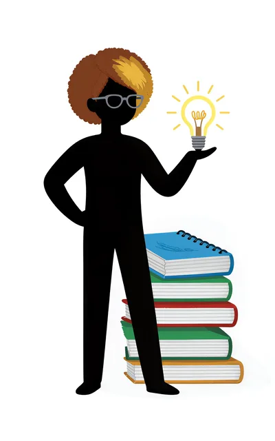 Silhouette Of A Student Holding A Glowing Lightbulb