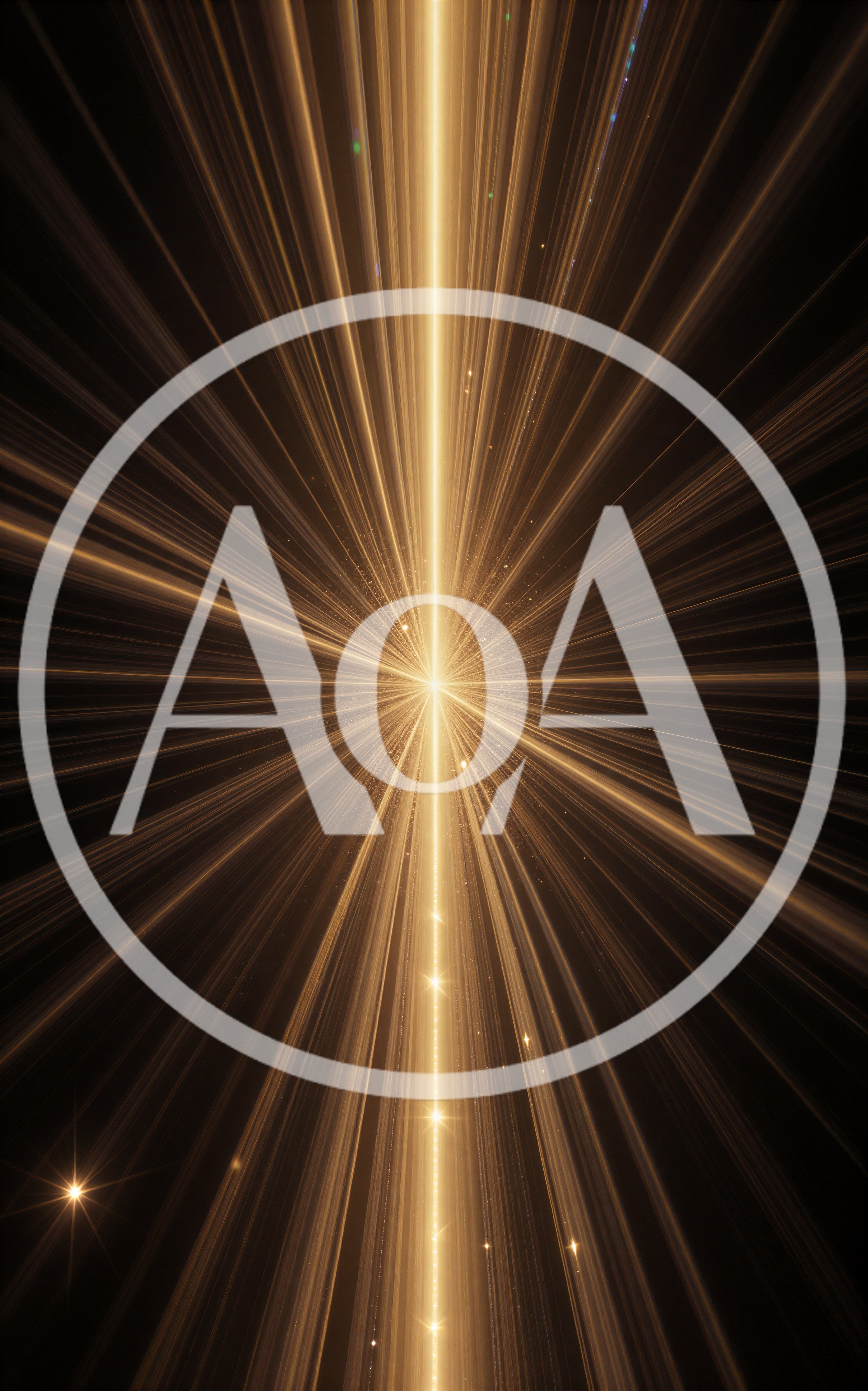 Abstract Golden Light Rays Bursting From Center