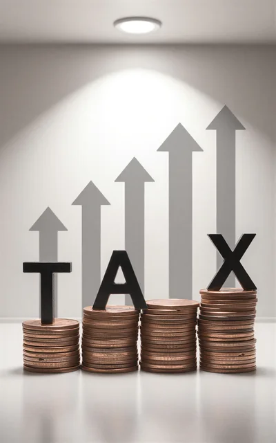 Rising Tax Costs Represented By Stacks Of Coins