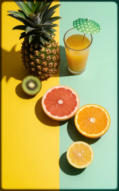Fresh Tropical Fruit Arrangement With Juice