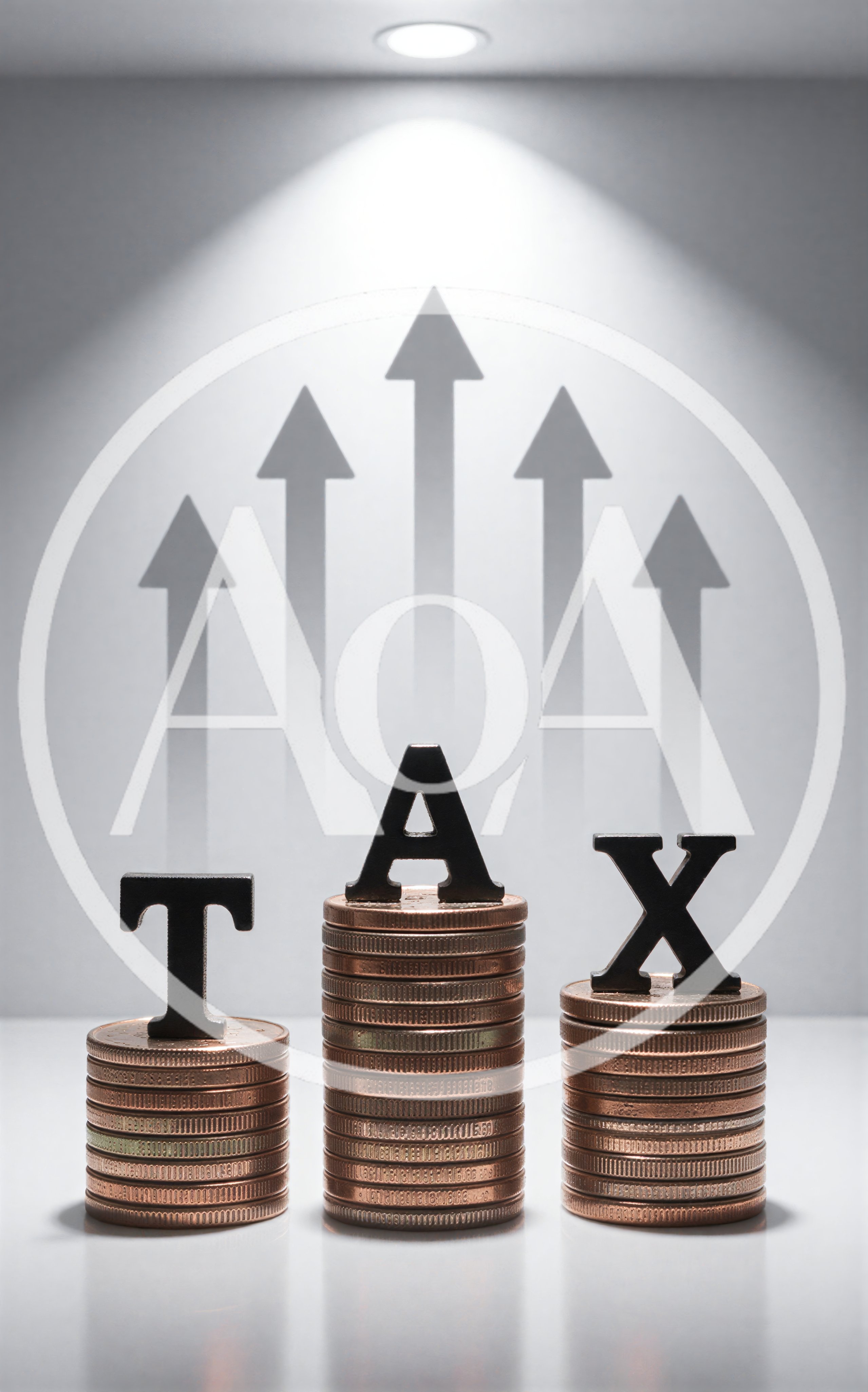 Tax Word Formed With Metal Letters On Coin Stacks