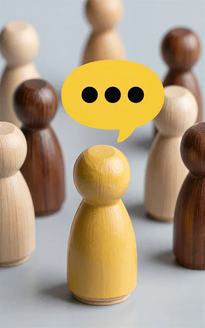Yellow Wooden Peg Doll With Speech Bubble